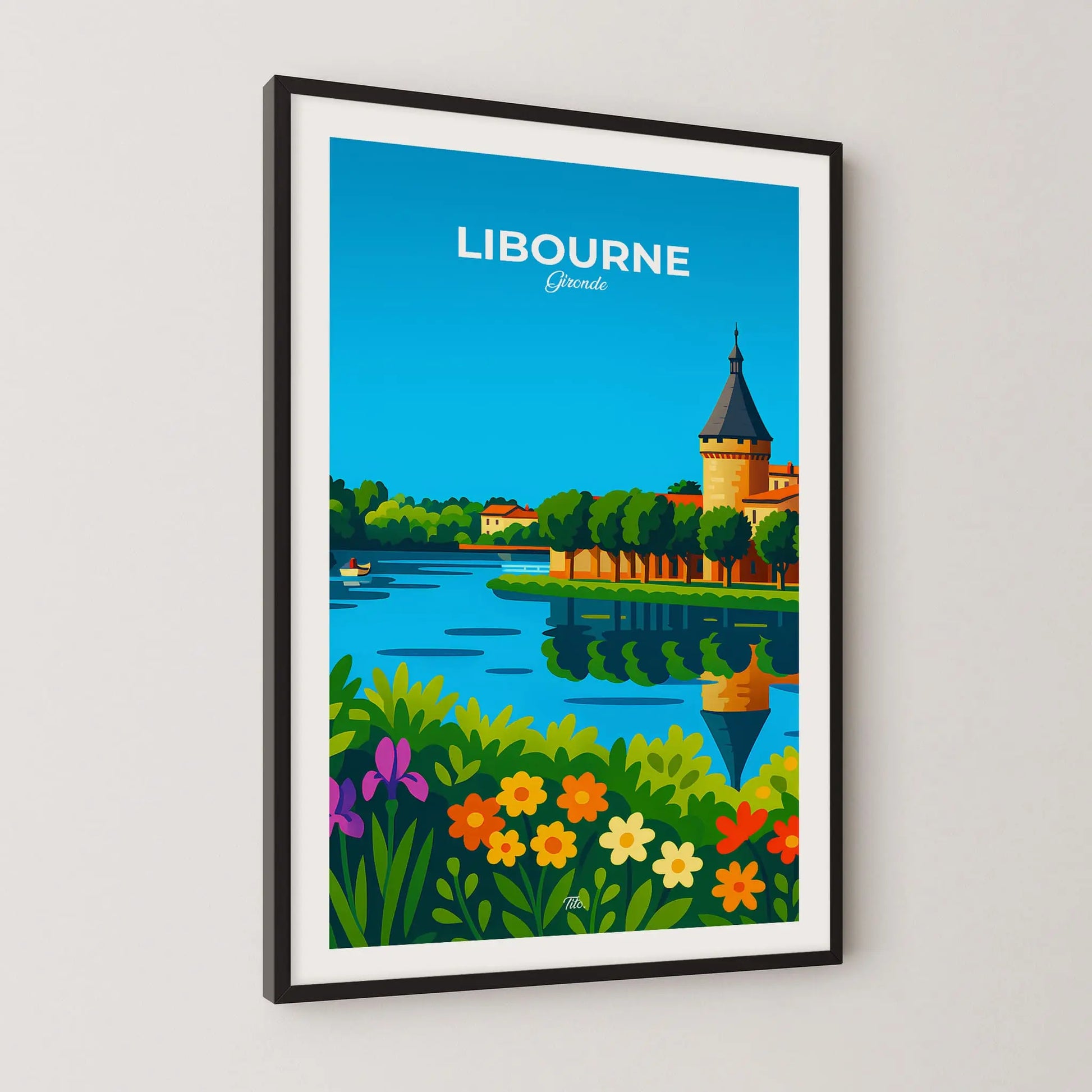 Affiche Libourne - Poster vintage, impression artistique murale