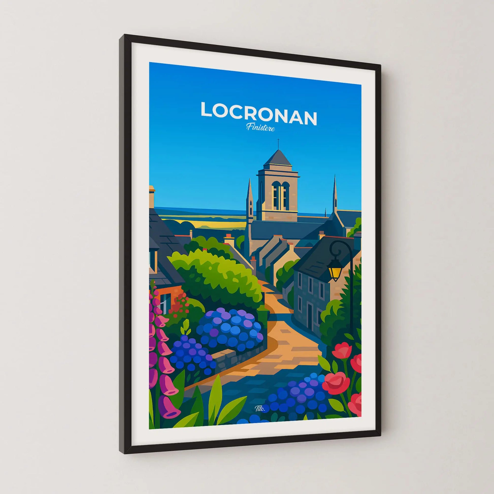 Affiche Locronan - Poster vintage, impression artistique murale
