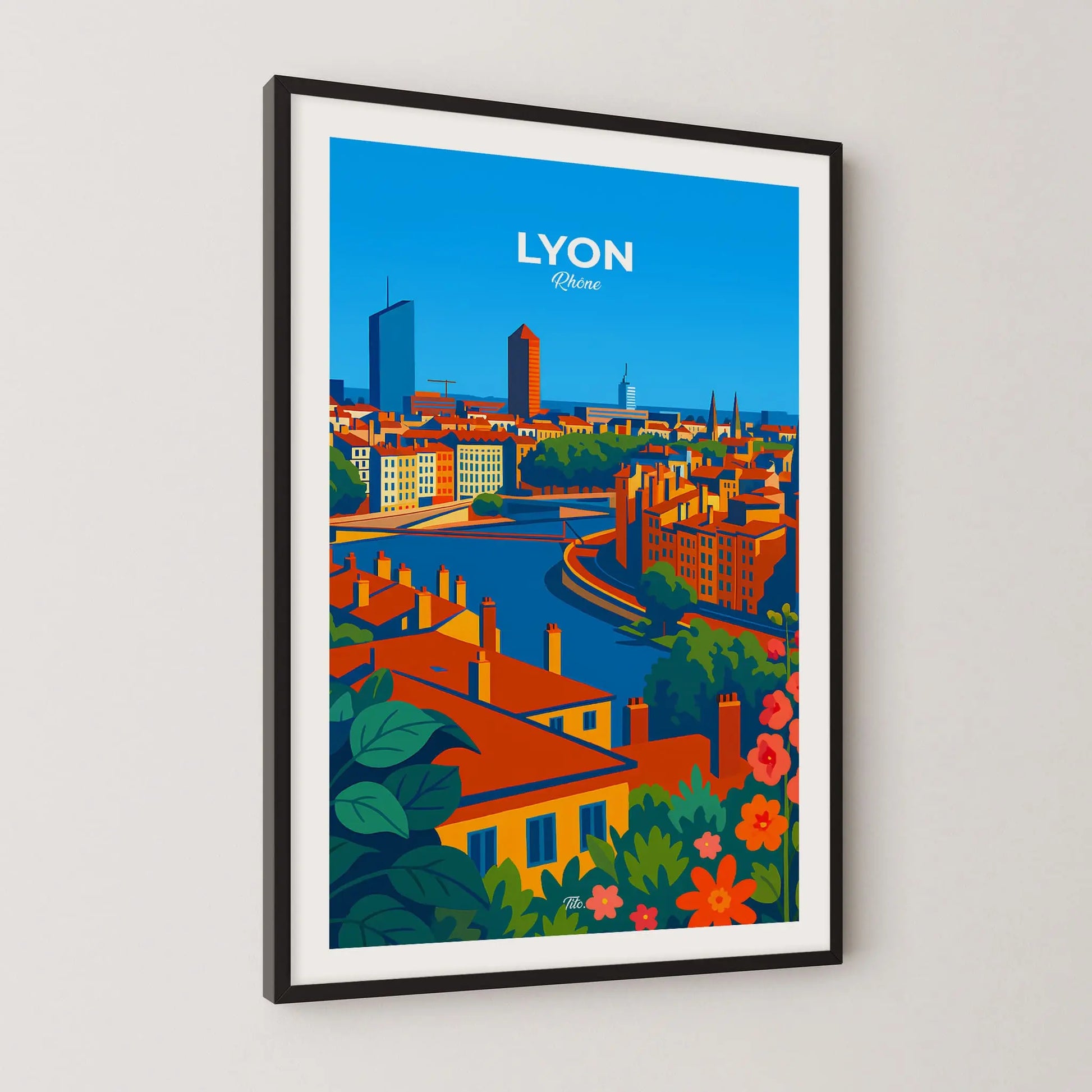 Affiche Lyon - Poster vintage, impression artistique murale
