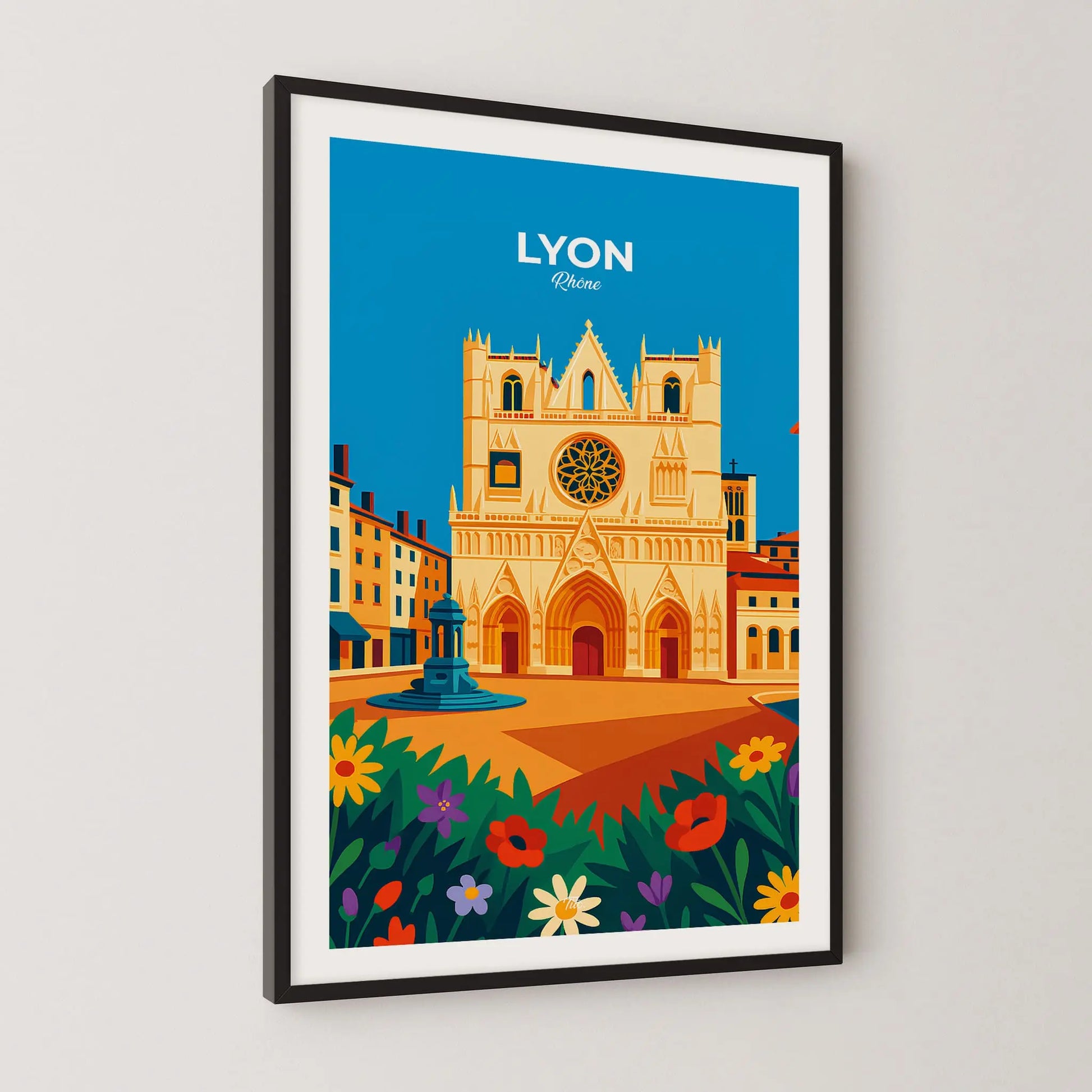 Affiche Lyon - Poster vintage, impression artistique murale