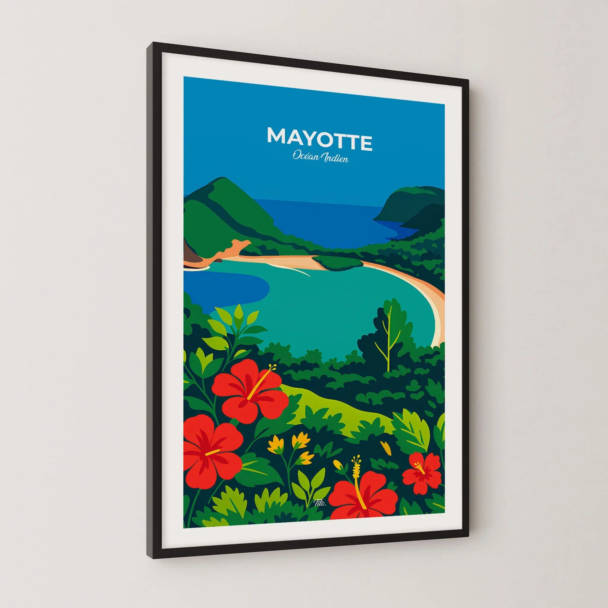 Affiche Mayotte - Poster vintage, impression artistique murale