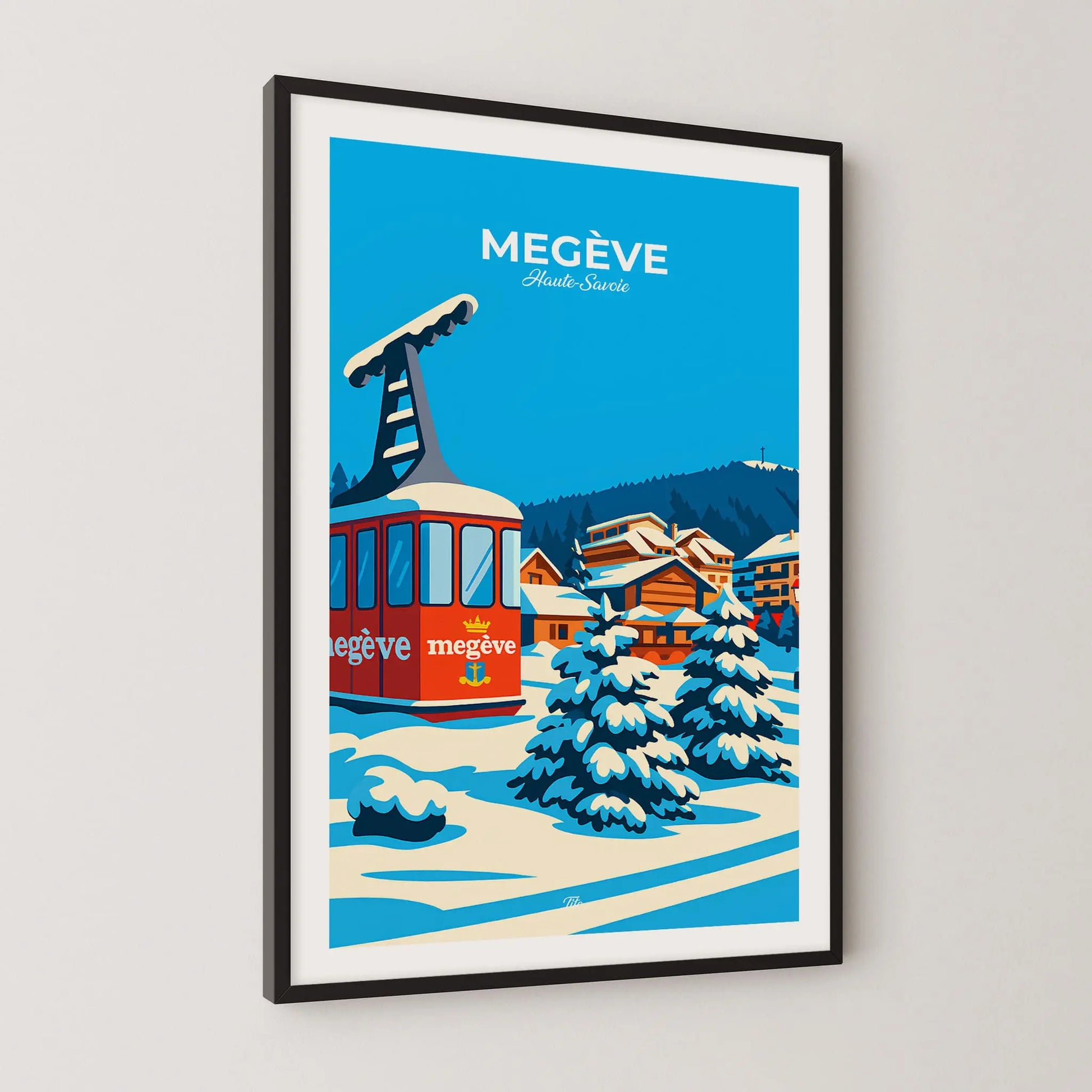 Affiche Megève - Poster vintage, impression artistique murale