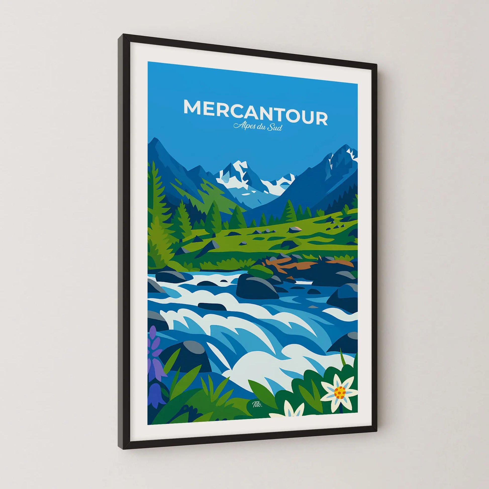 Affiche Mercantour - Poster vintage, impression artistique murale