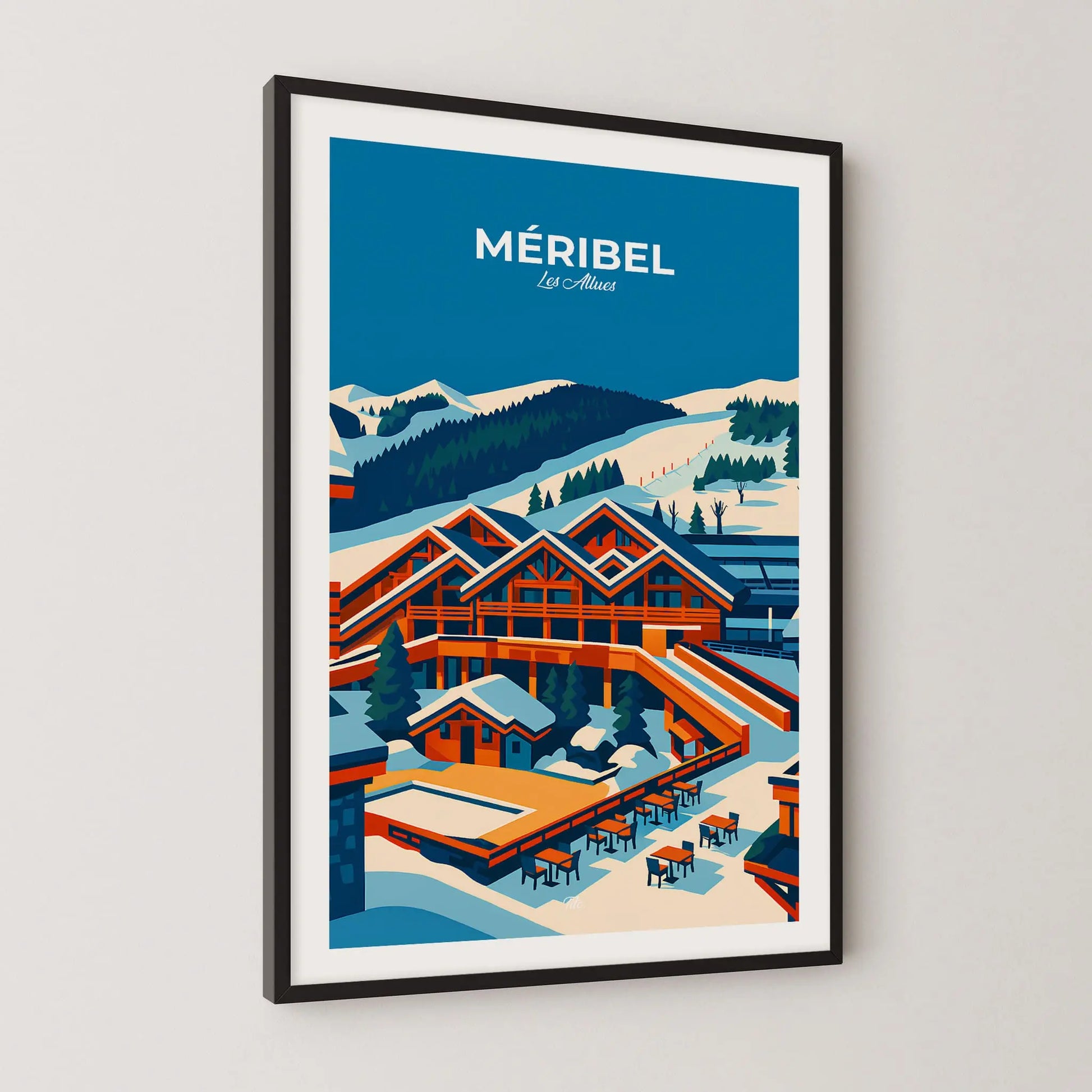 Affiche Méribel - Poster vintage, impression artistique murale
