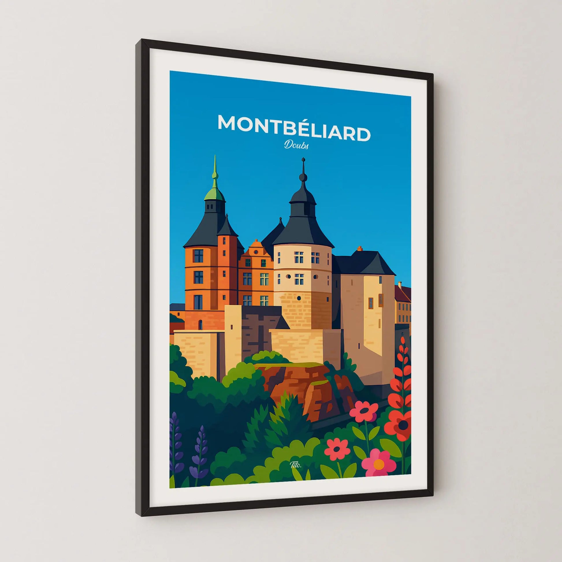 Affiche Montbéliard - Poster vintage, impression artistique murale