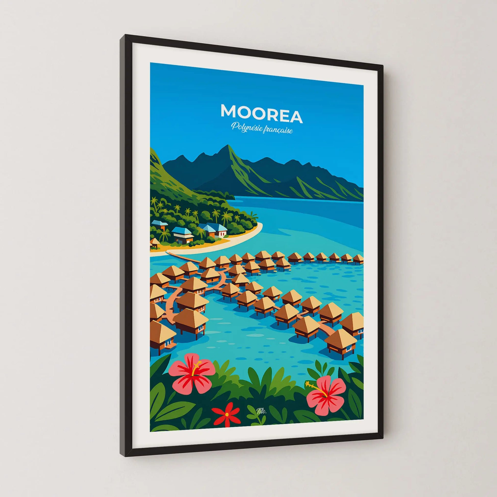 Affiche Moorea - Poster vintage, impression artistique murale