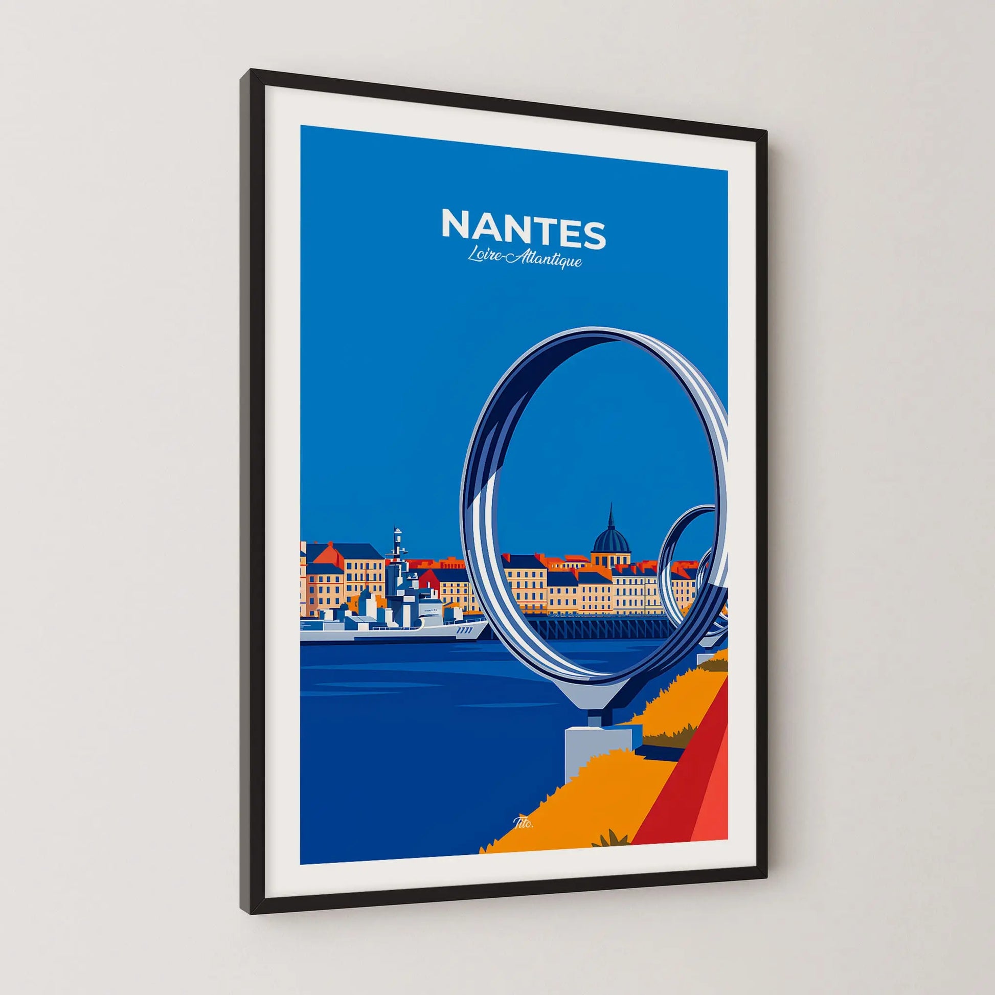 Affiche Nantes - Poster vintage, impression artistique murale