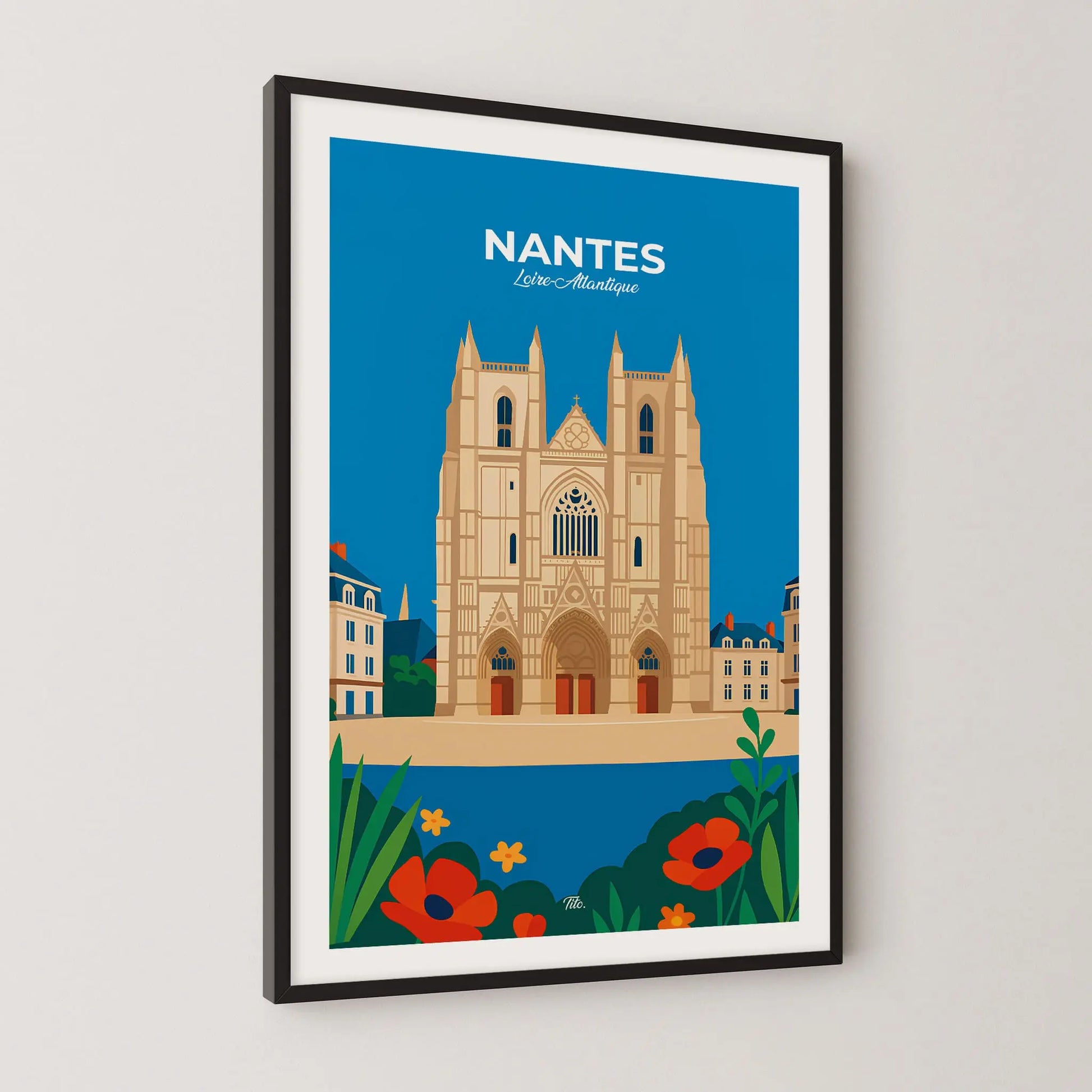 Affiche Nantes - Poster vintage, impression artistique murale