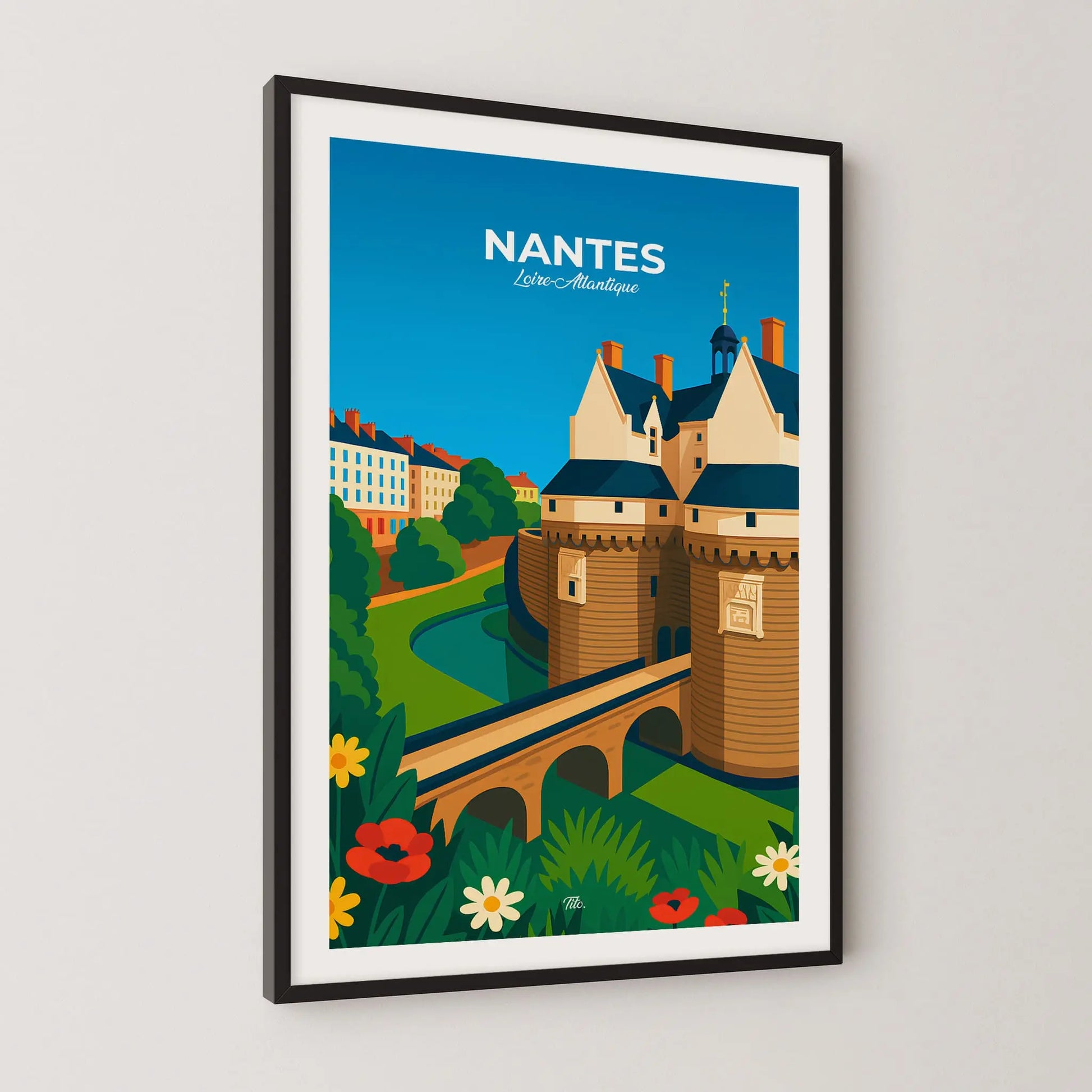 Affiche Nantes - Poster vintage, impression artistique murale