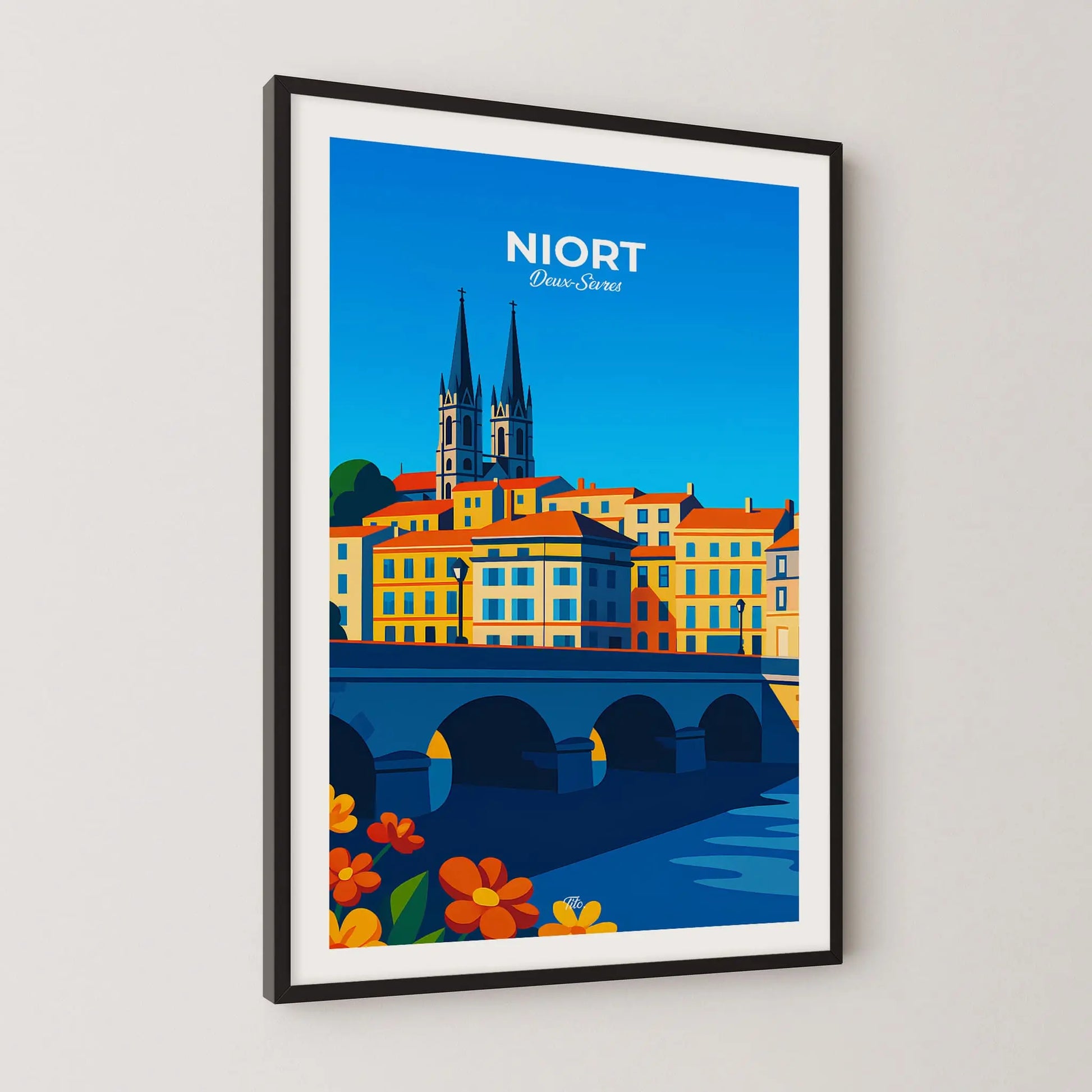 Affiche Niort - Poster vintage, impression artistique murale