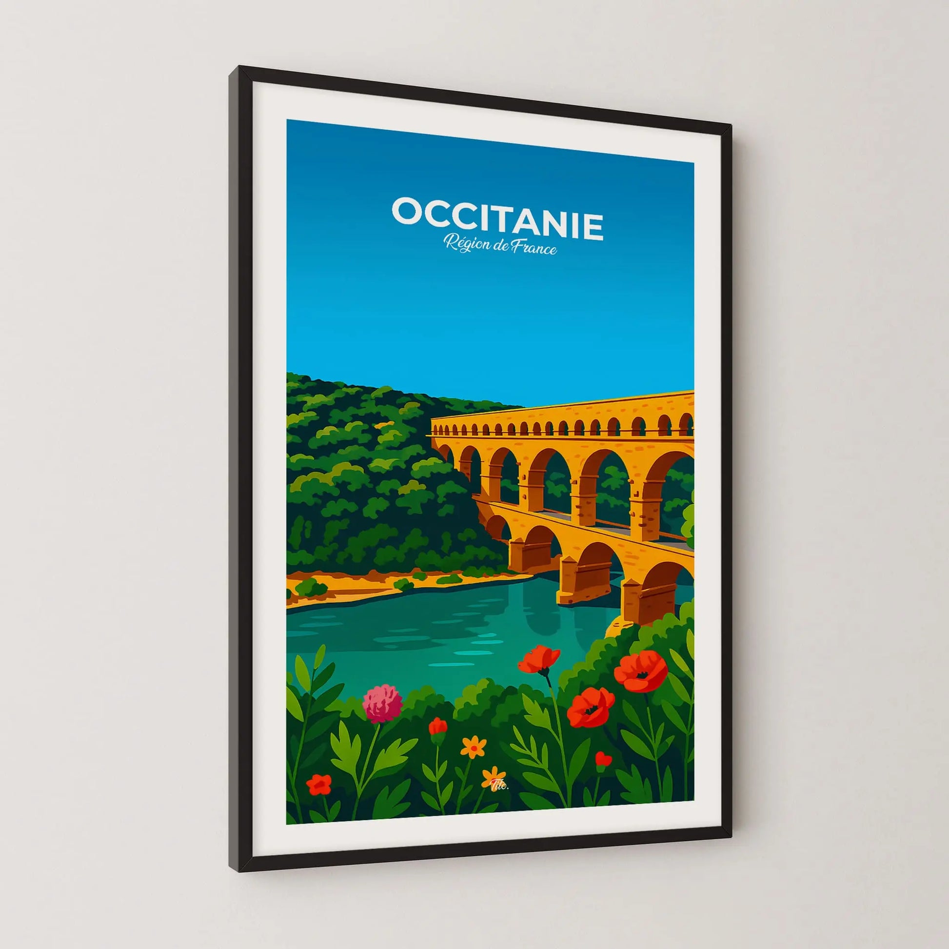 Affiche Occitanie - Poster vintage, impression artistique murale