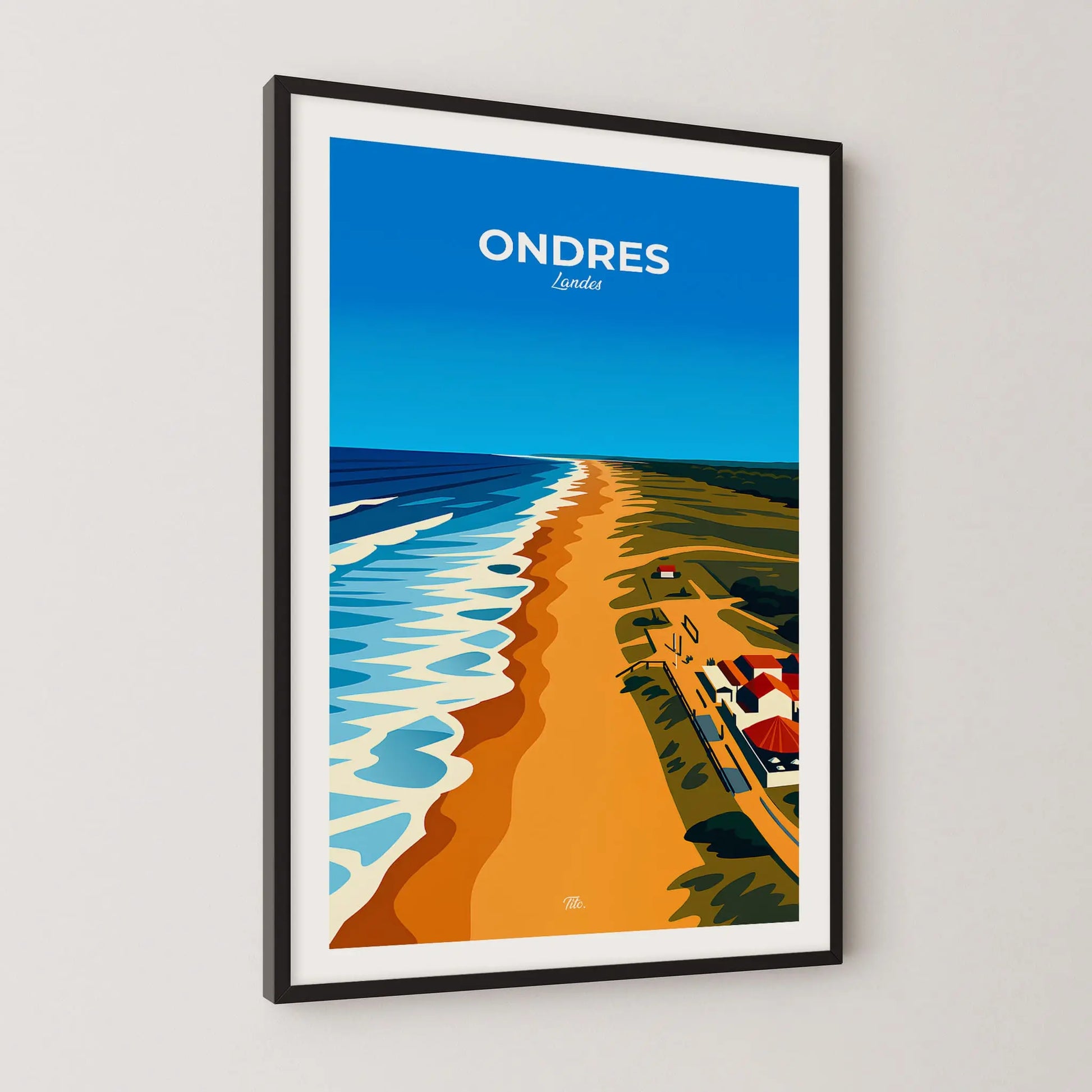 Affiche Ondres - Poster vintage, impression artistique murale