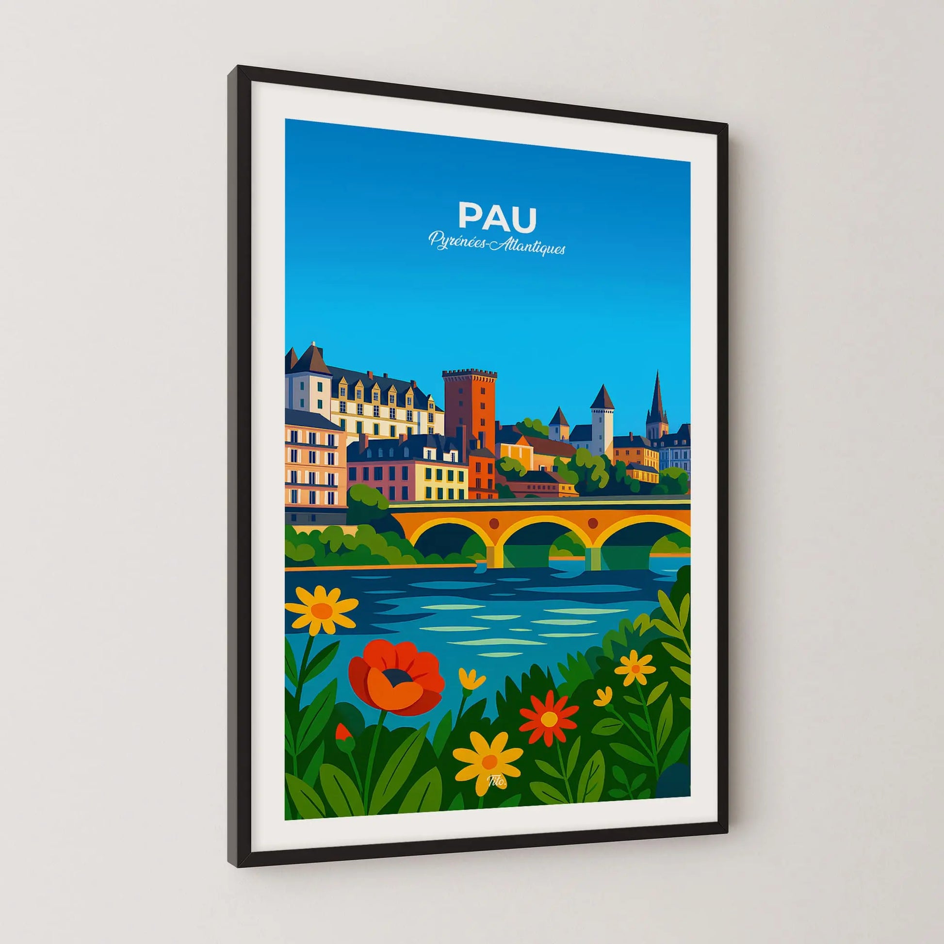 Affiche Pau - Poster vintage, impression artistique murale