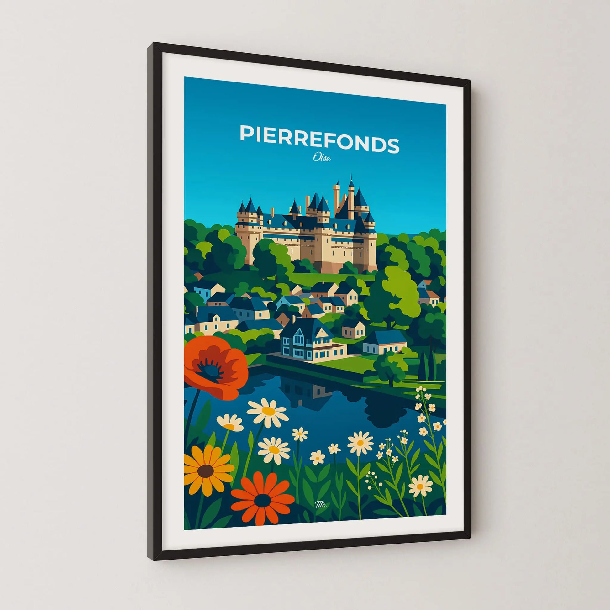 Affiche Pierrefonds - Poster vintage, impression artistique murale