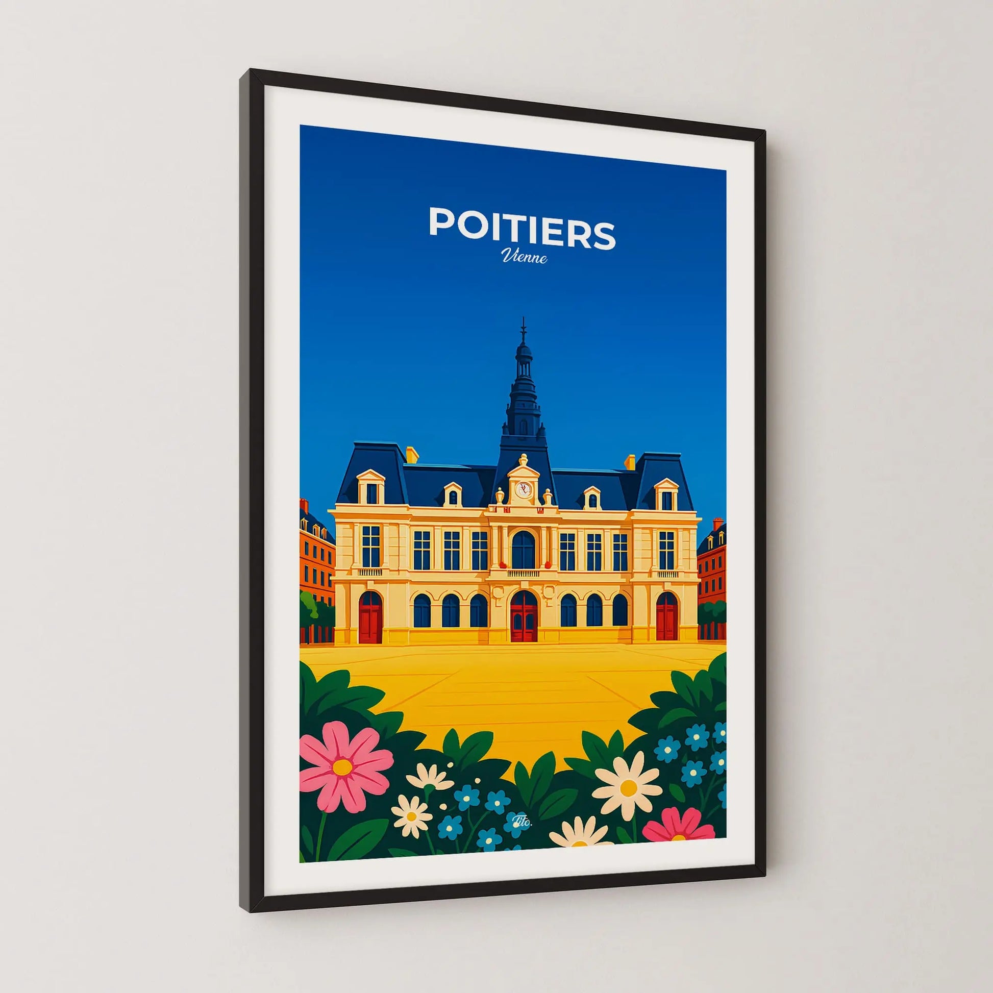 Affiche Poitiers - Poster vintage, impression artistique murale