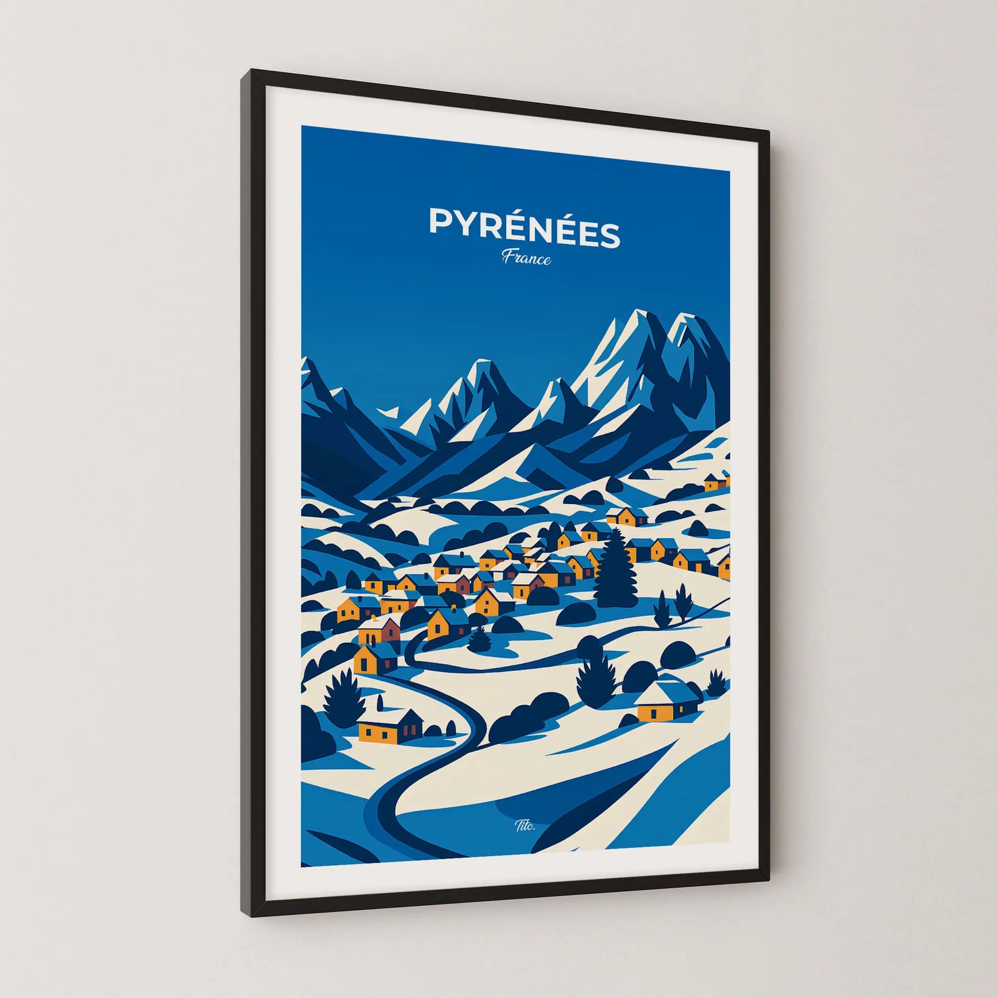 Affiche Pyrénées - Poster vintage, impression artistique murale
