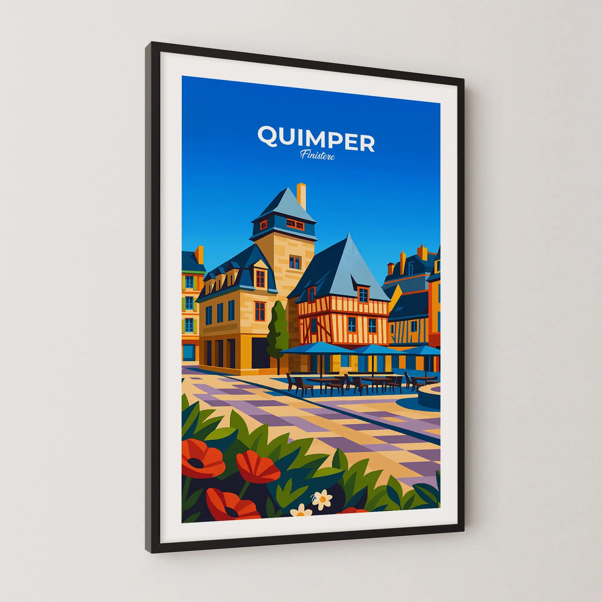 Affiche Quimper - Poster vintage, impression artistique murale