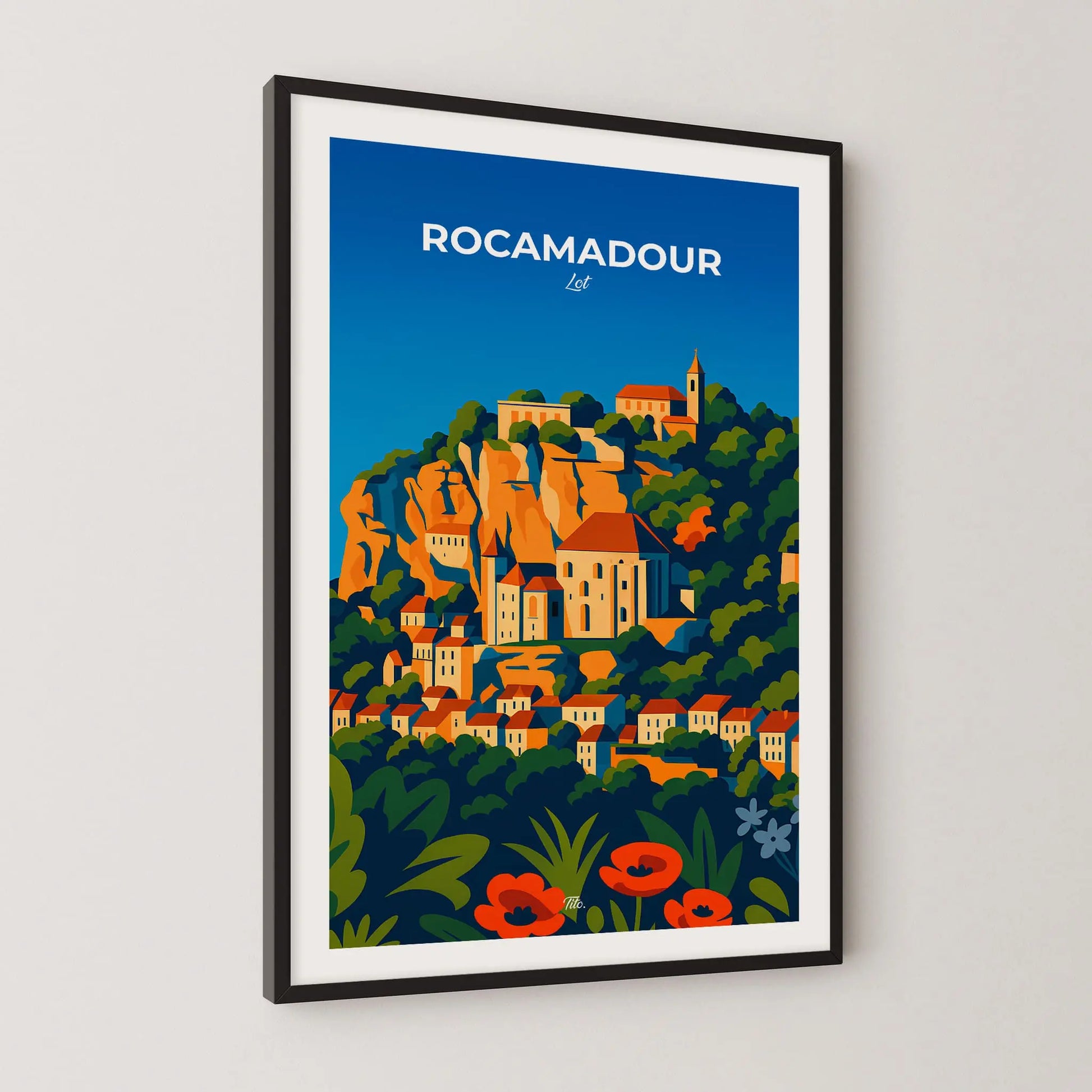 Affiche Rocamadour - Poster vintage, impression artistique murale