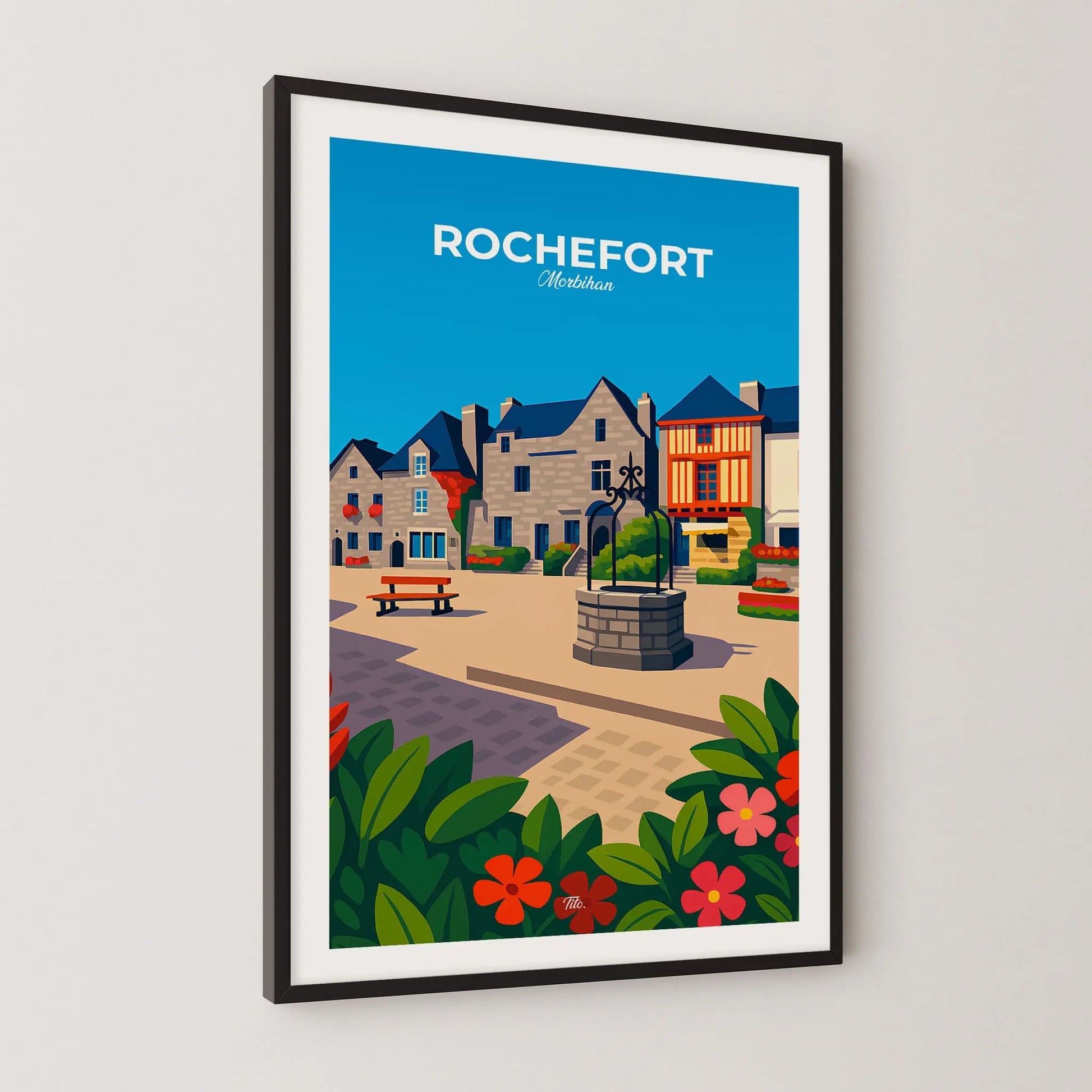Affiche Rochefort-en-Terre - Poster vintage, impression artistique murale