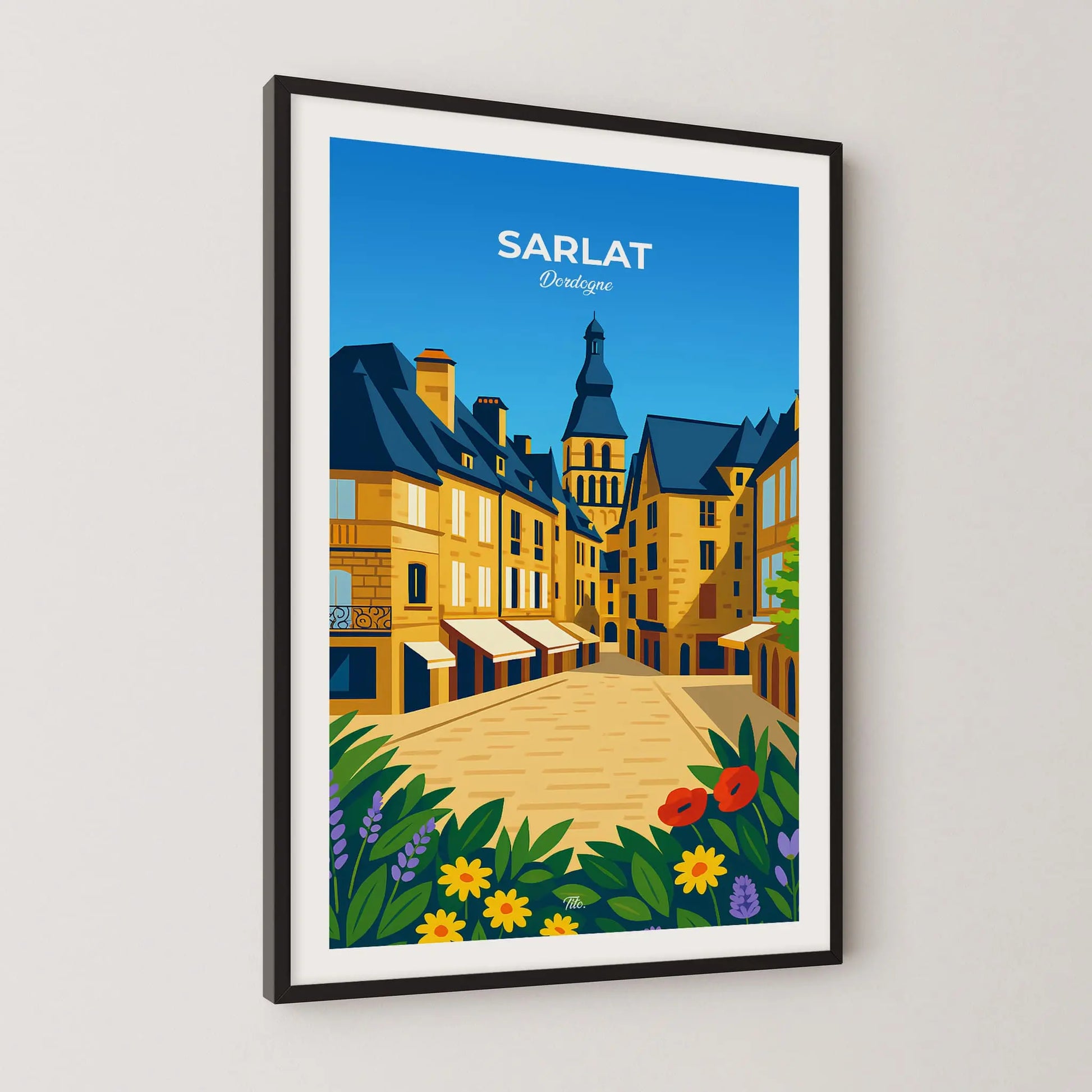 Affiche Sarlat - Poster vintage, impression artistique murale