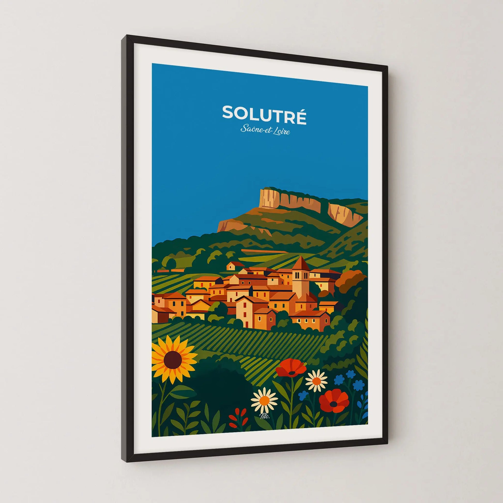 Affiche Solutré - Poster vintage, impression artistique murale