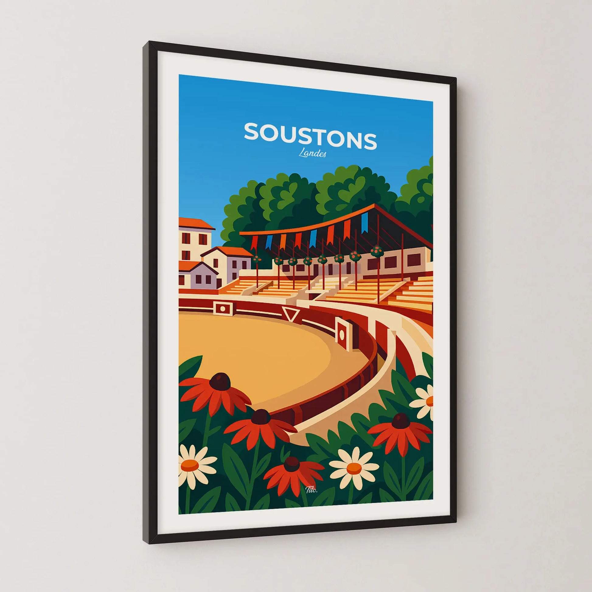 Affiche Soustons - Poster vintage, impression artistique murale