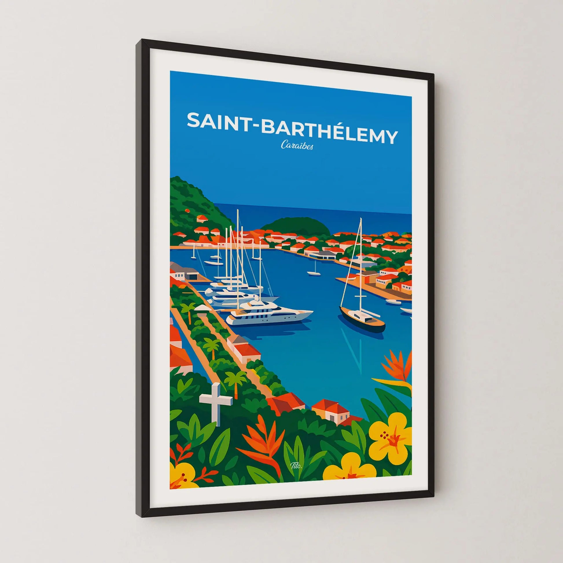 Affiche Saint-Barthélemy - Poster vintage, impression artistique murale