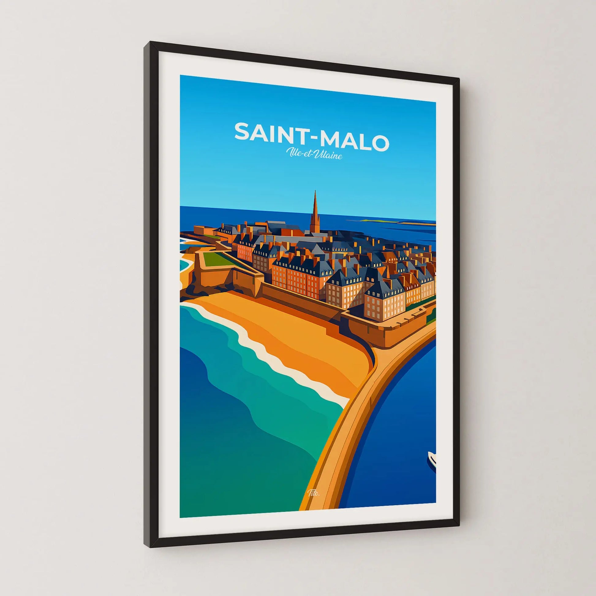 Affiche Saint-Malo - Poster vintage, impression artistique murale