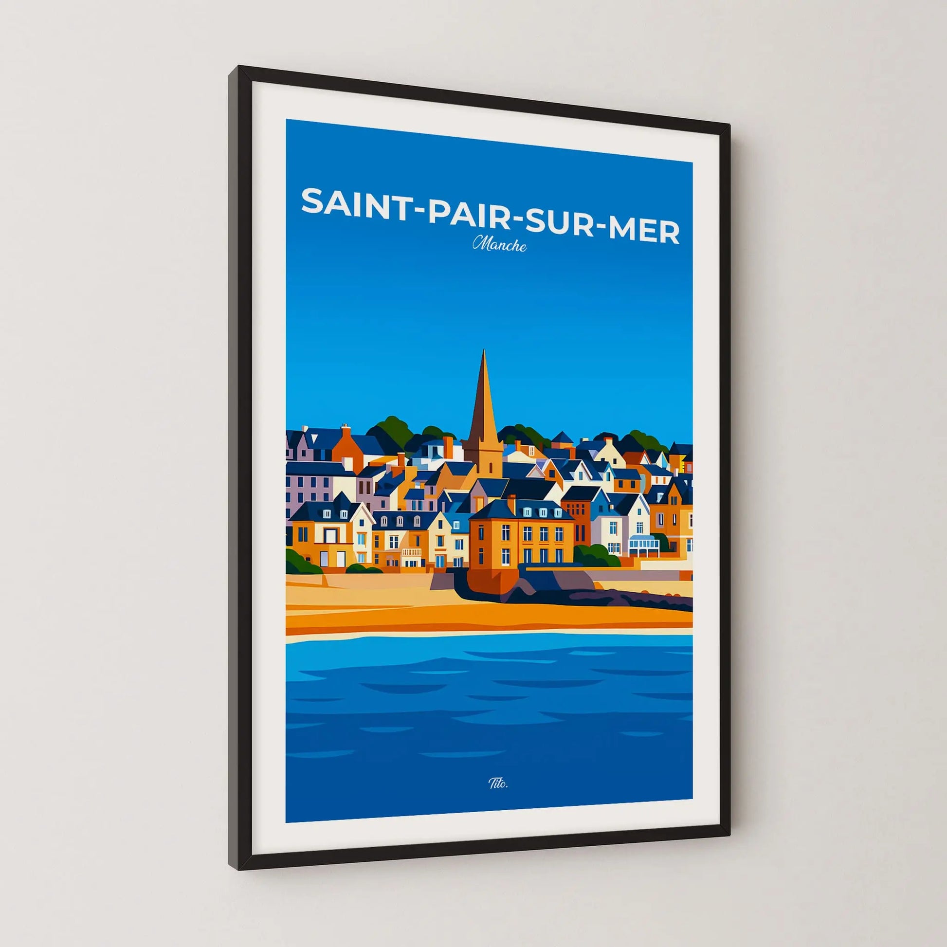 Affiche Saint-Pair-sur-Mer - Poster vintage, impression artistique murale