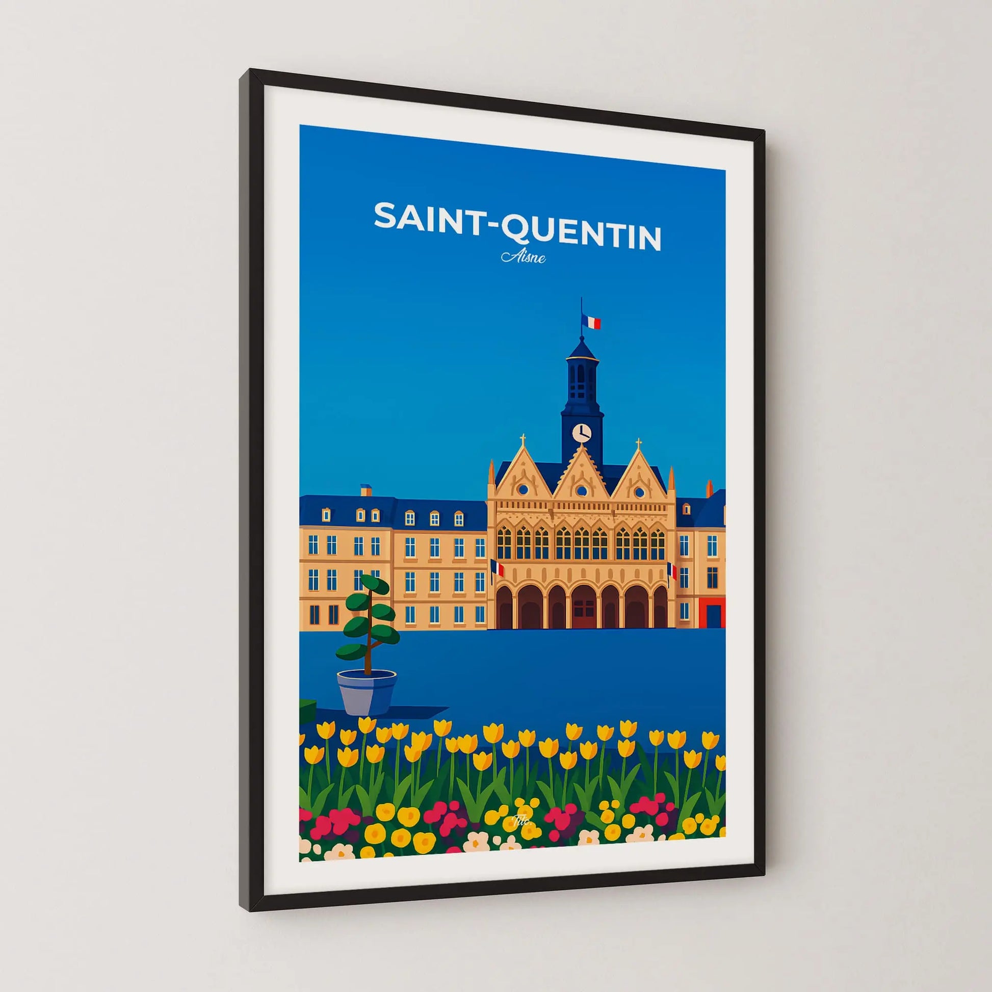 Affiche Saint-Quentin - Poster vintage, impression artistique murale