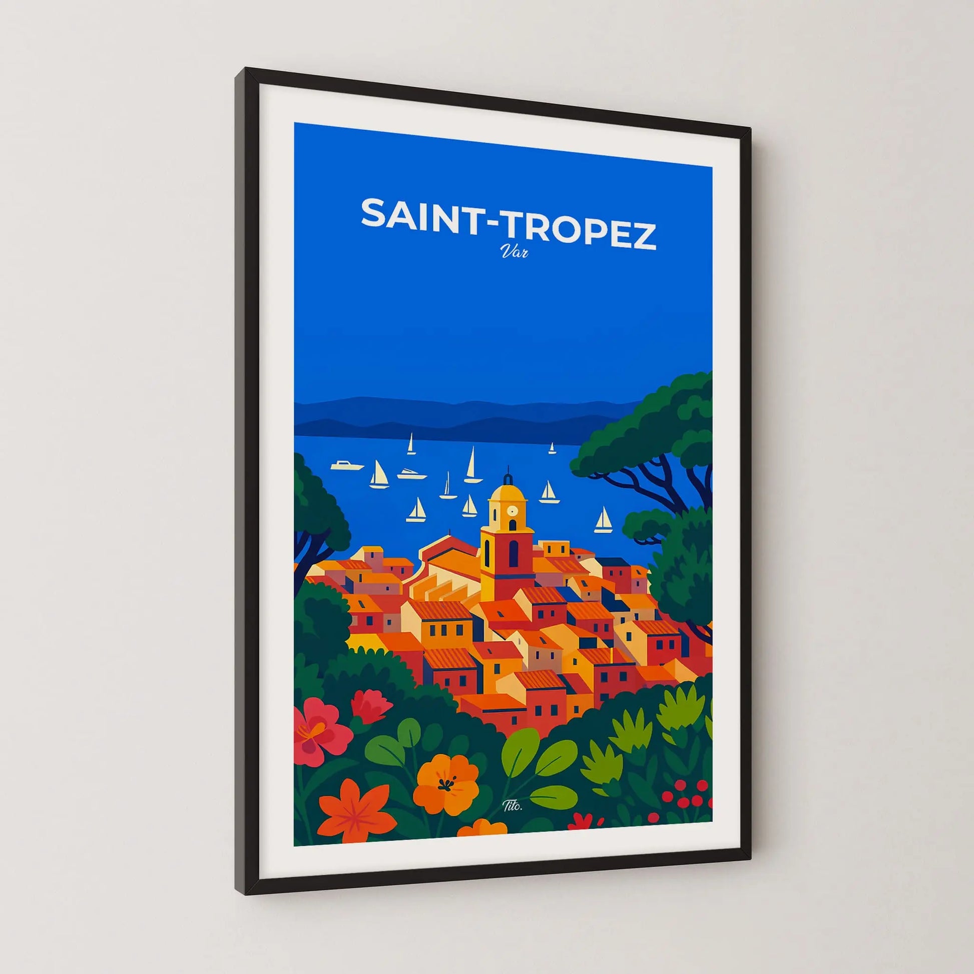 Affiche Saint-Tropez - Poster vintage, impression artistique murale