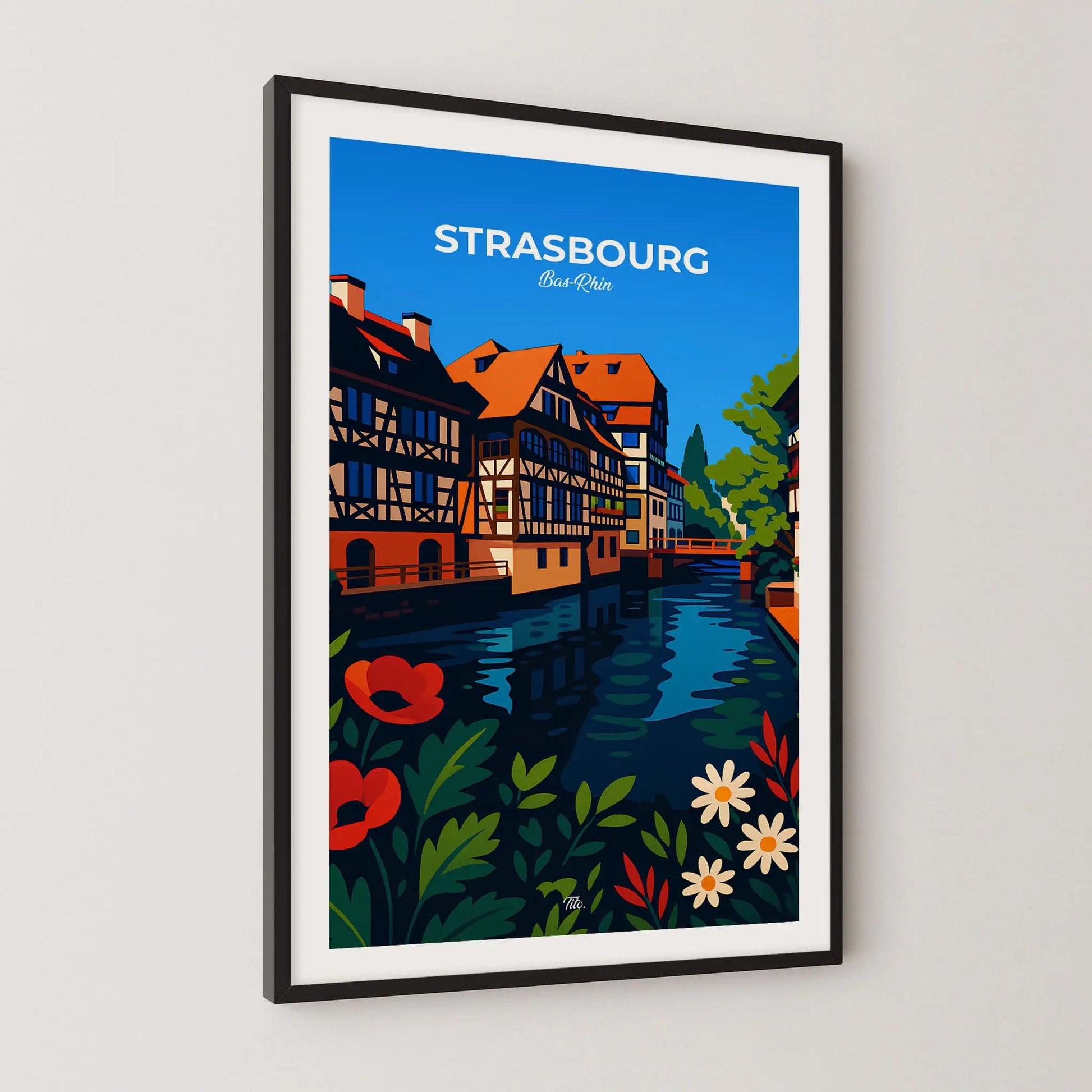 Affiche Strasbourg - Poster vintage, impression artistique murale
