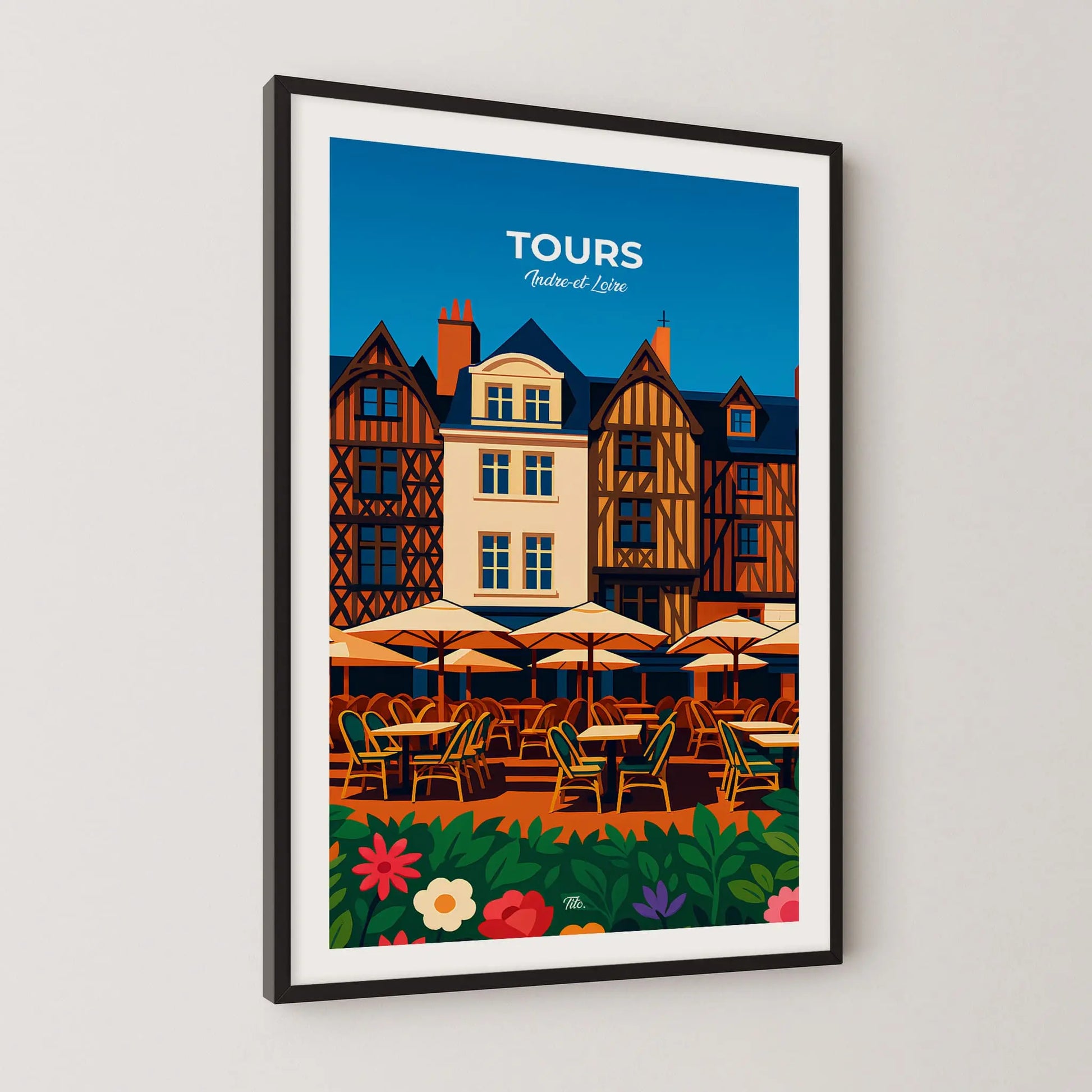 Affiche Tours - Poster vintage, impression artistique murale