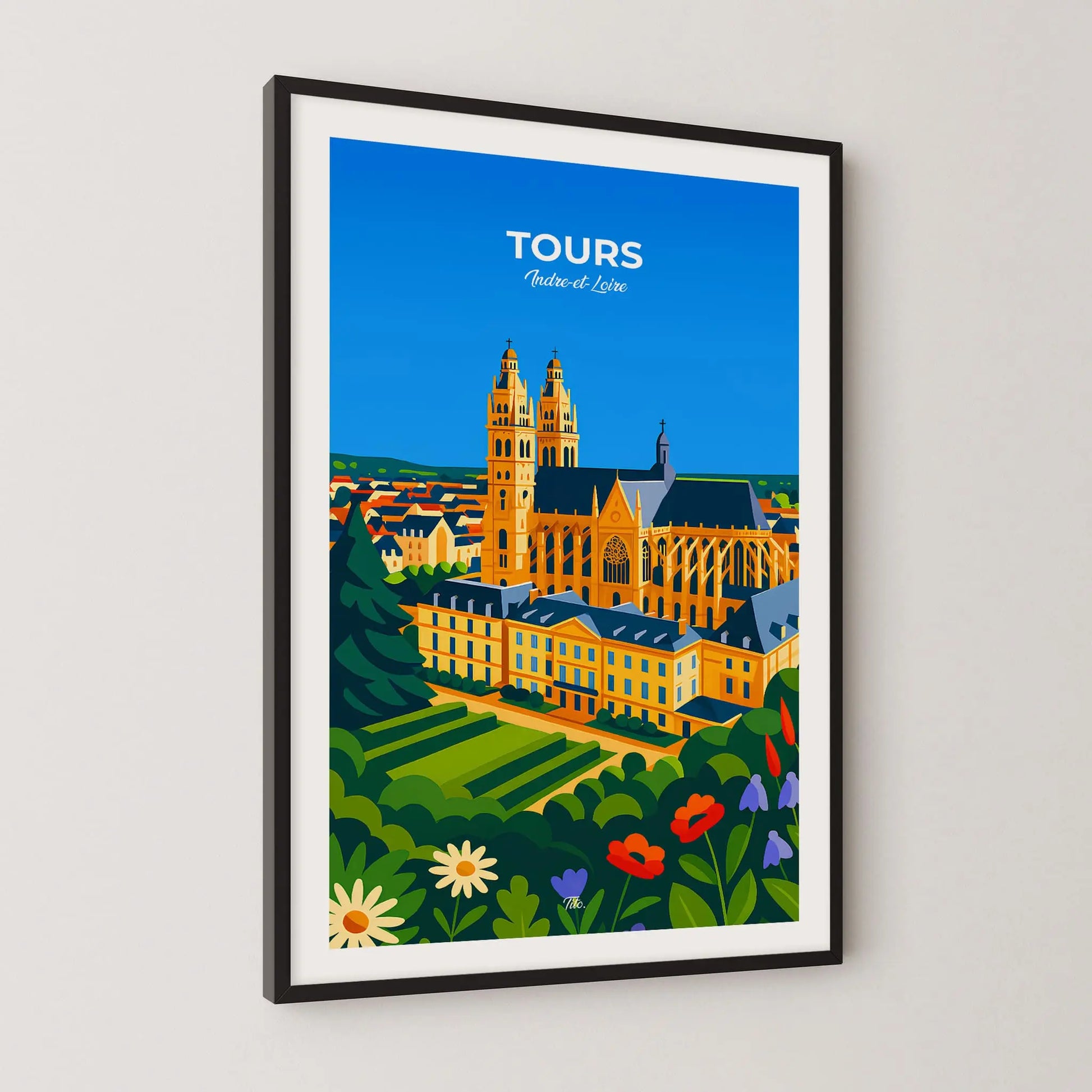 Affiche Tours - Poster vintage, impression artistique murale