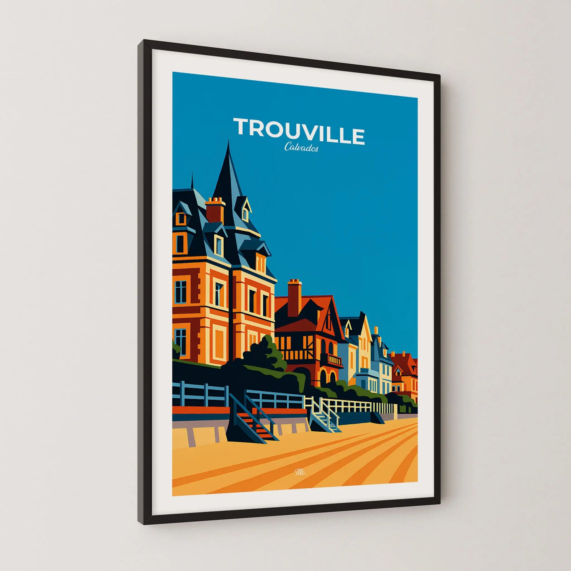 Affiche Trouville-sur-Mer - Poster vintage, impression artistique murale