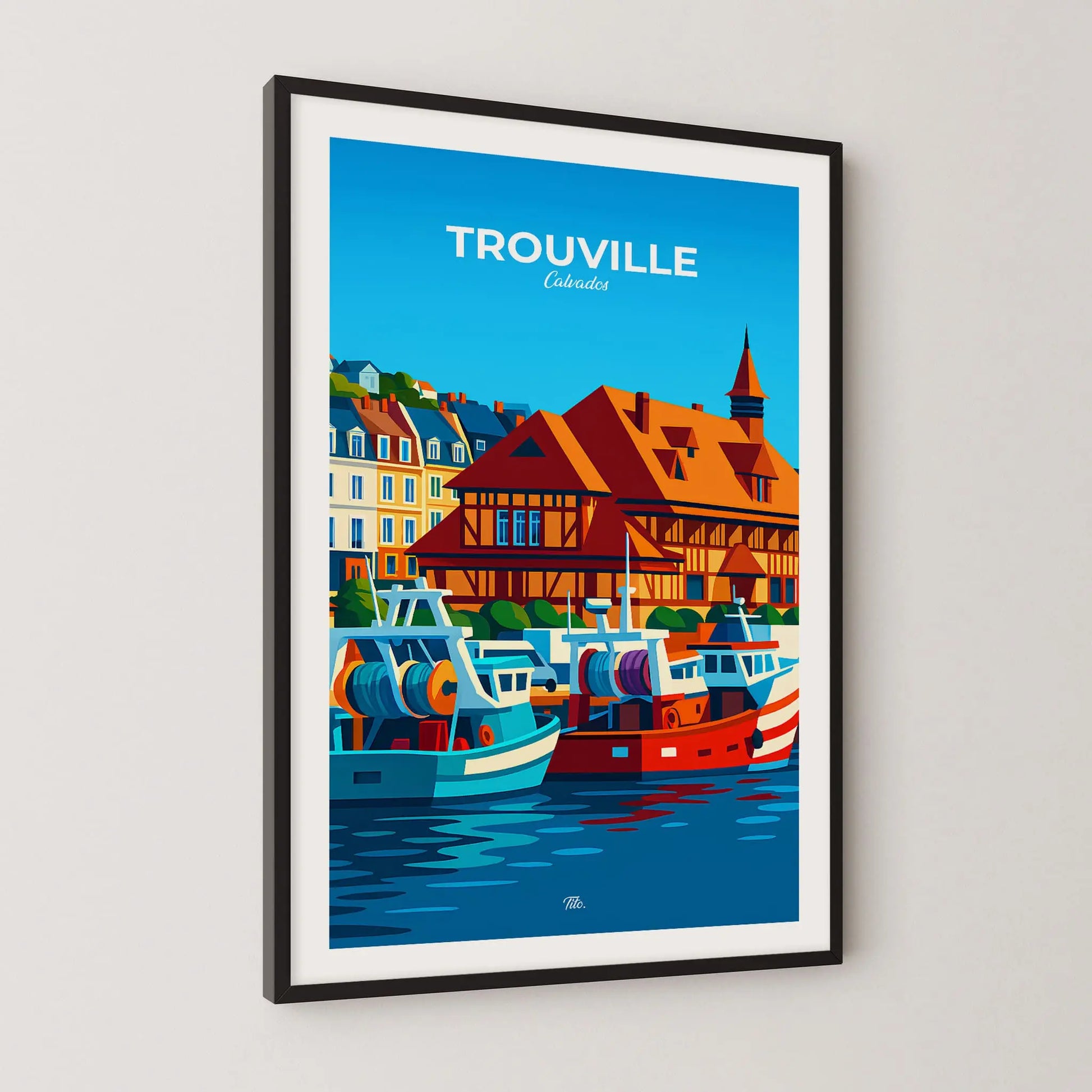 Affiche Trouville-sur-Mer - Poster vintage, impression artistique murale