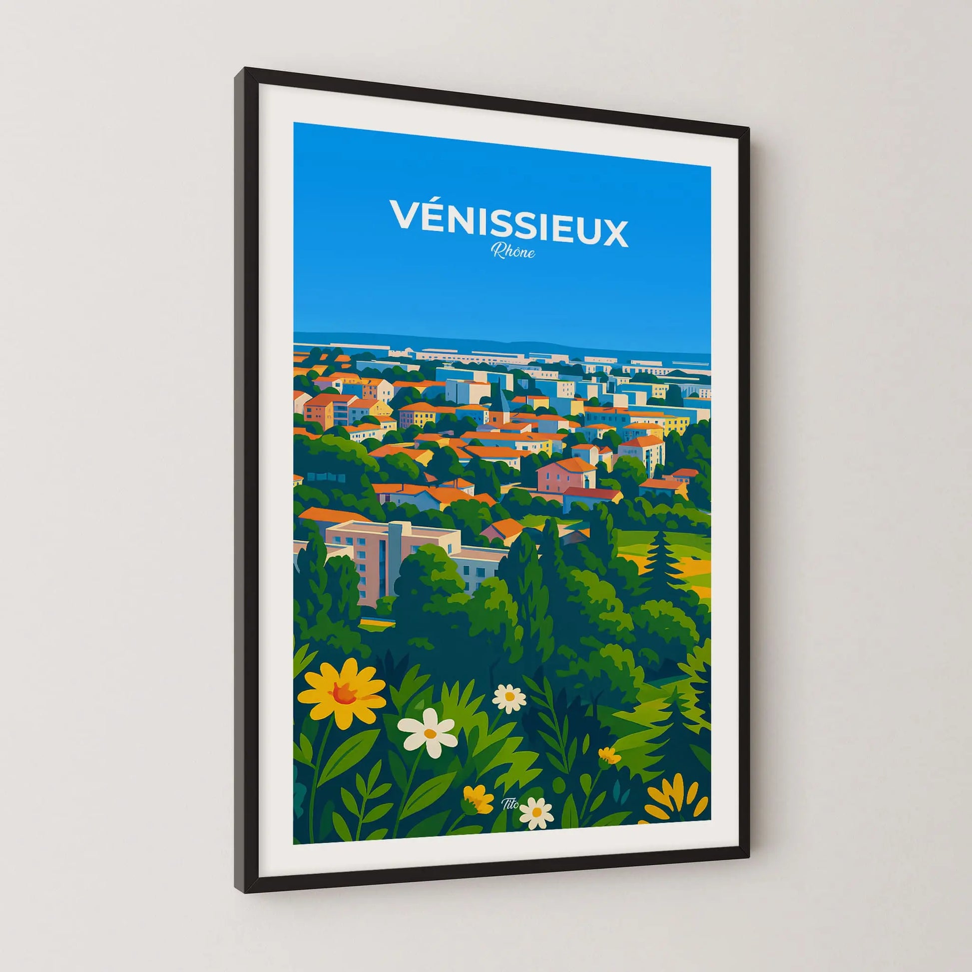 Affiche Vénissieux - Poster vintage, impression artistique murale