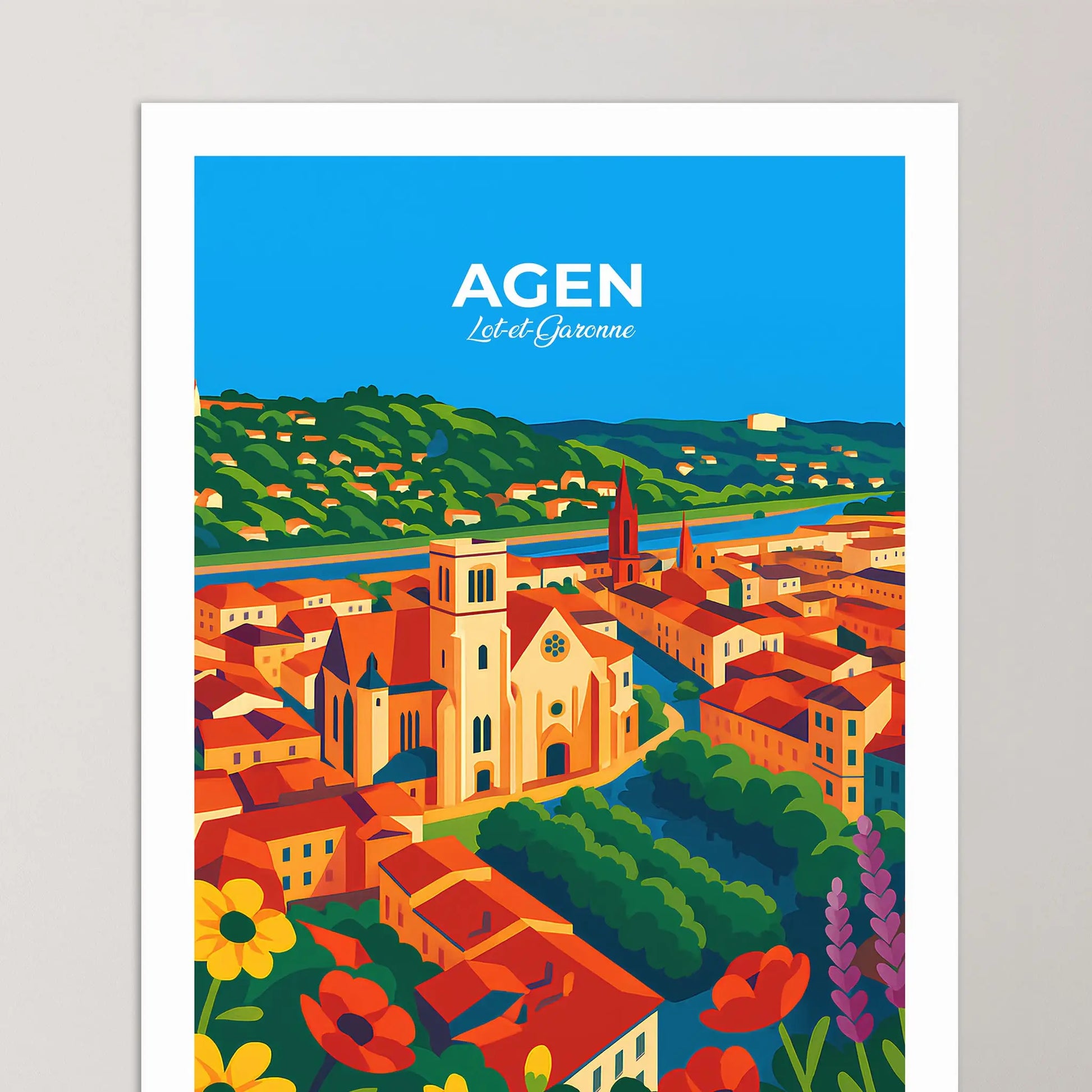 Affiche Agen - Poster vintage, impression artistique murale