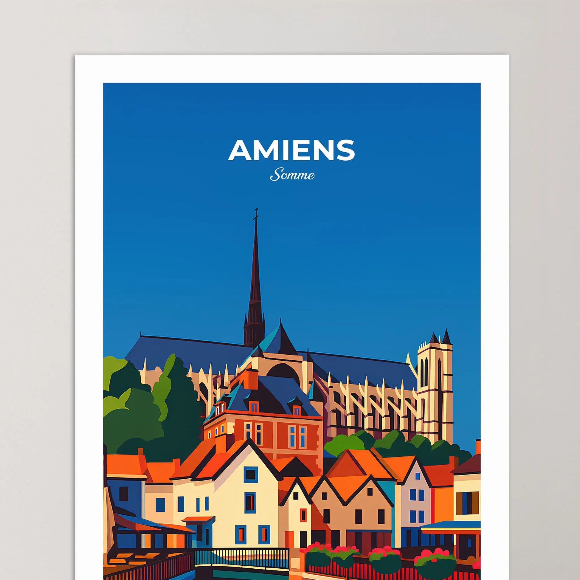 Affiche Amiens - Poster vintage, impression artistique murale