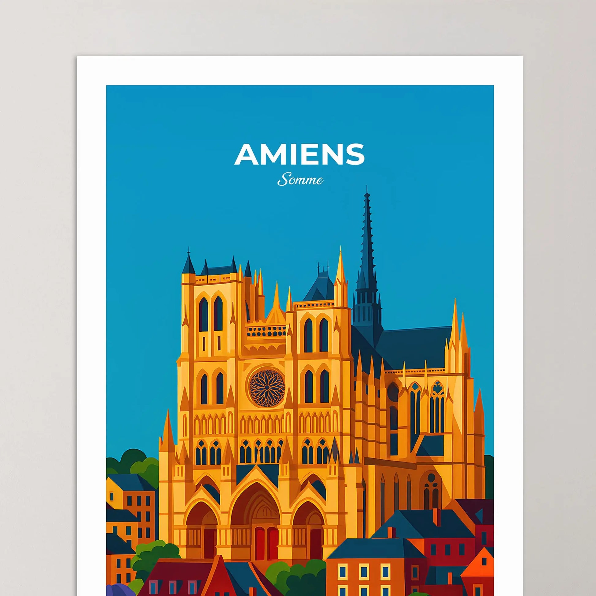 Affiche Amiens - Poster vintage, impression artistique murale