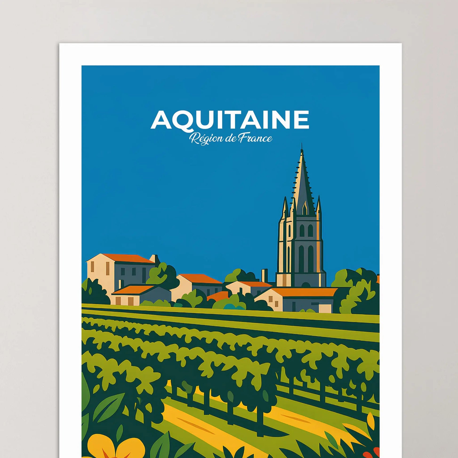 Affiche Aquitaine - Poster vintage, impression artistique murale