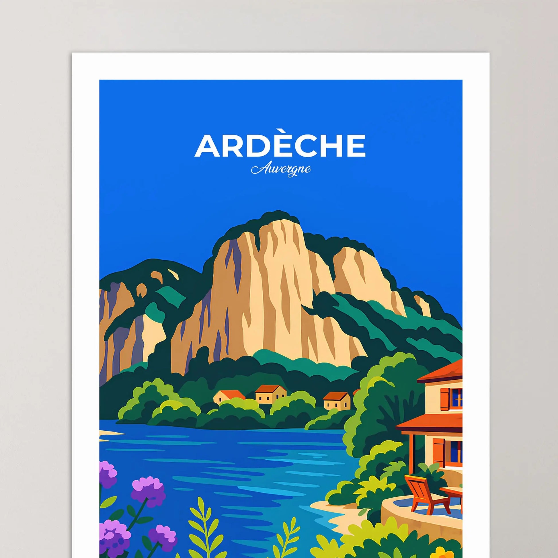 Affiche Ardèche - Poster vintage, impression artistique murale