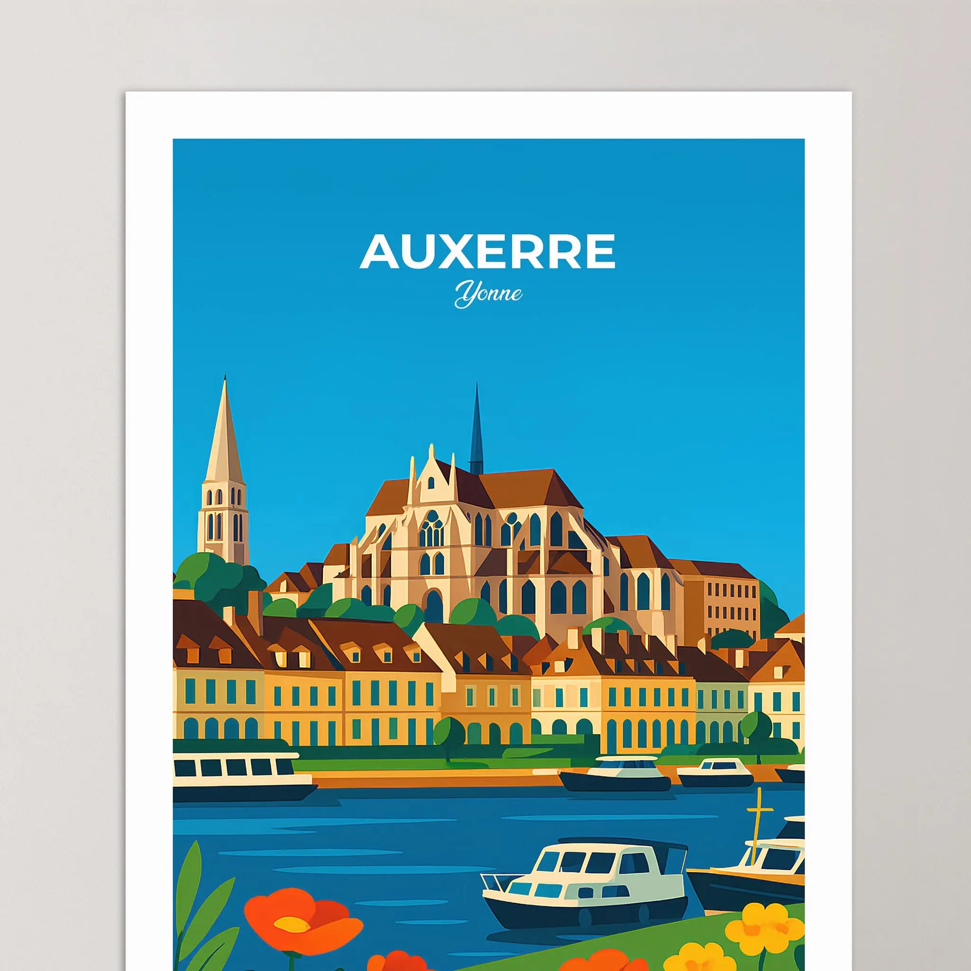 Affiche Auxerre - Poster vintage, impression artistique murale