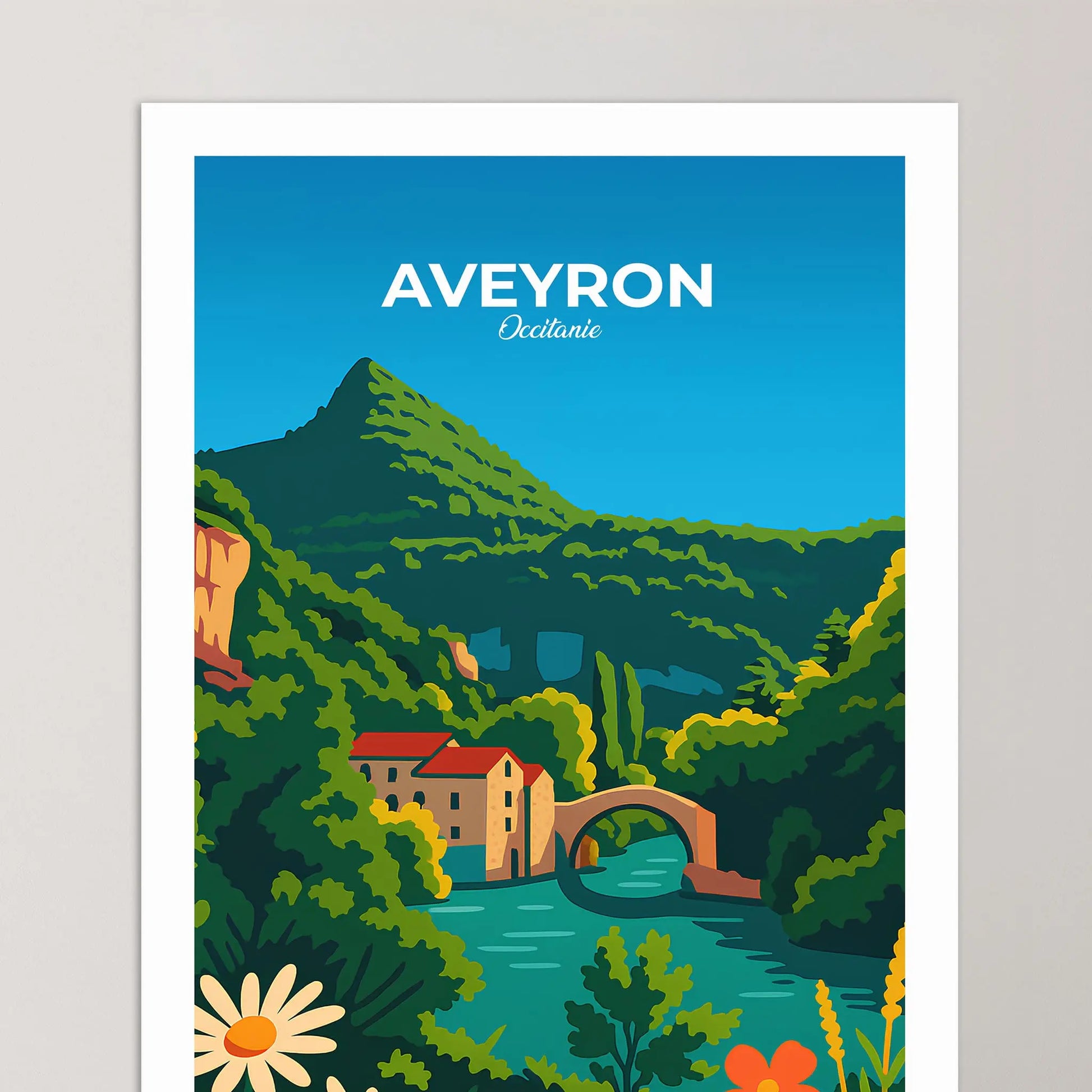 Affiche Aveyron - Poster vintage, impression artistique murale