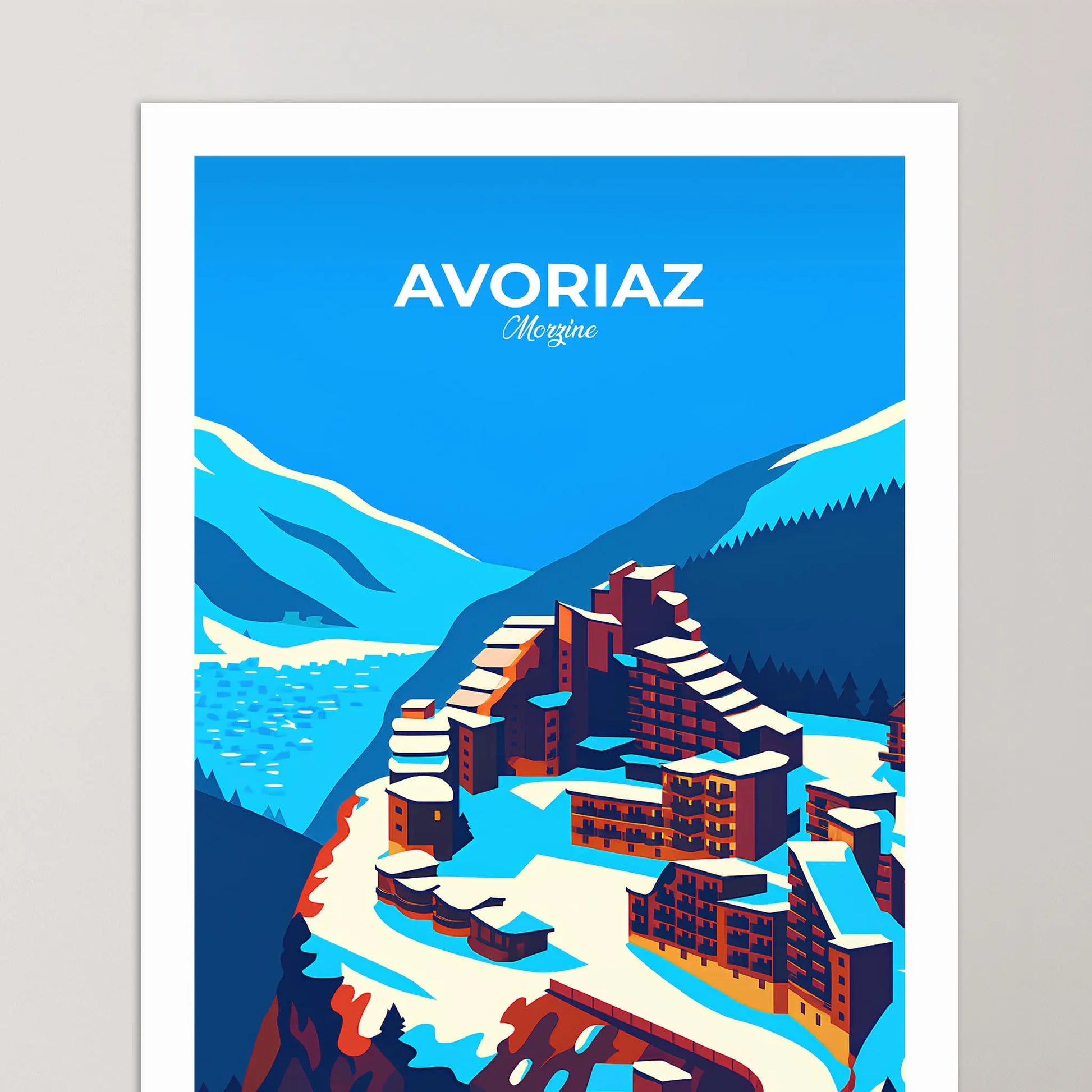 Affiche Avoriaz - Poster vintage, impression artistique murale