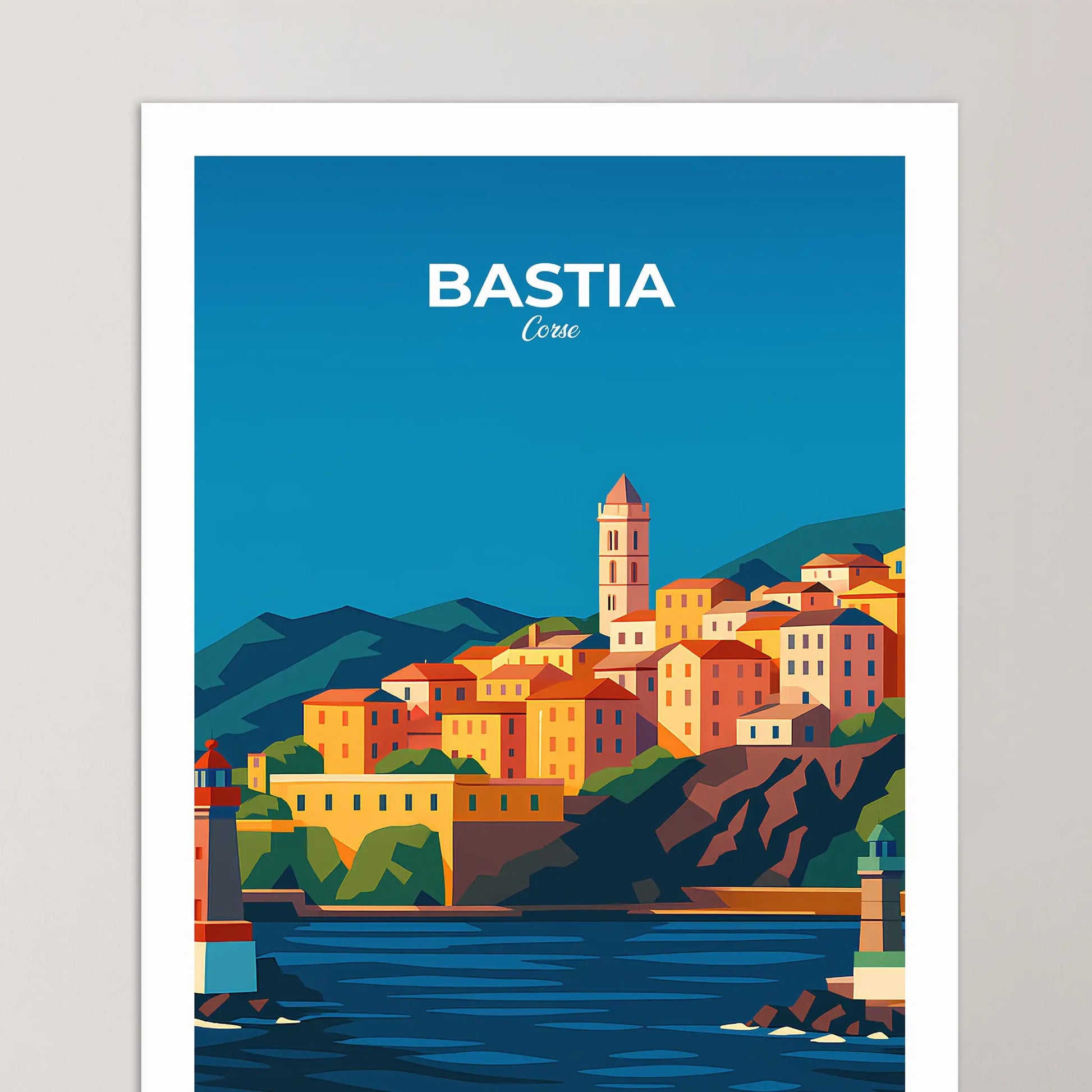 Affiche Bastia - Poster vintage, impression artistique murale