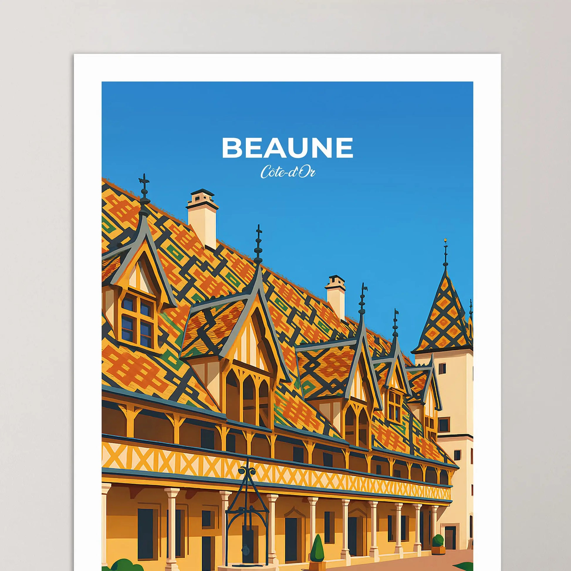 Affiche Beaune - Poster vintage, impression artistique murale