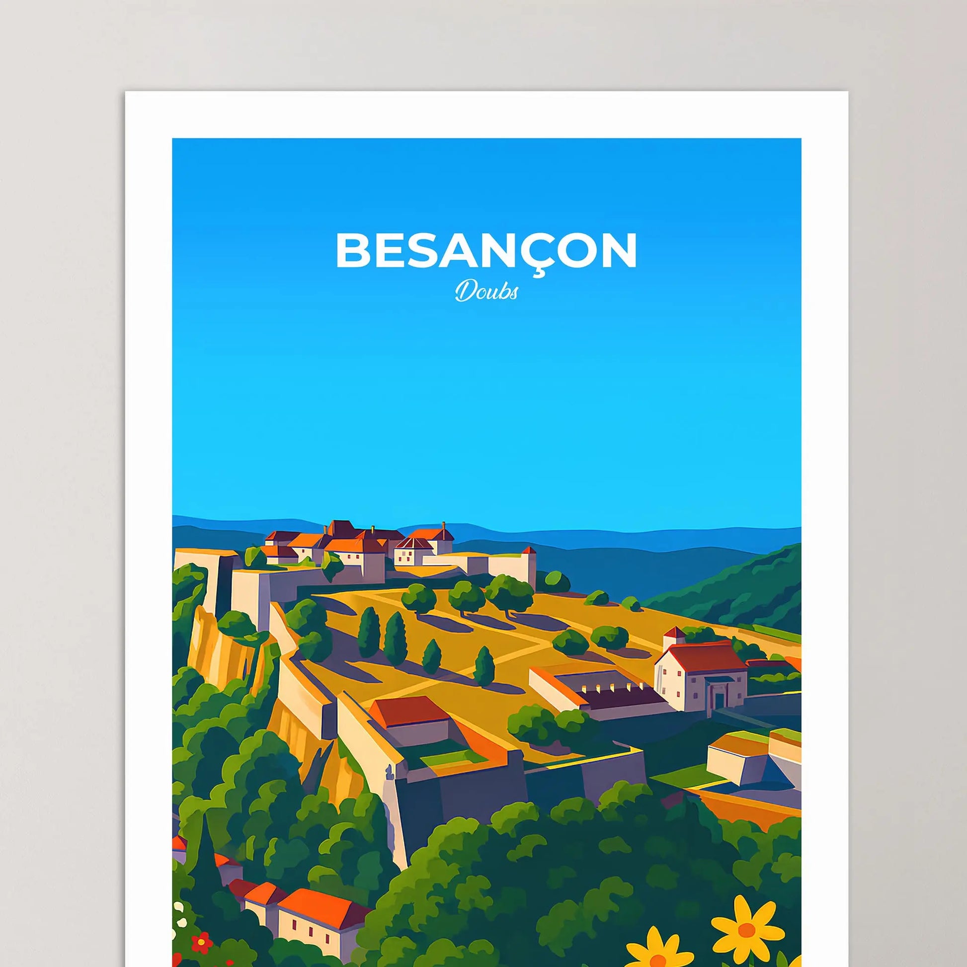 Affiche Besançon - Poster vintage, impression artistique murale