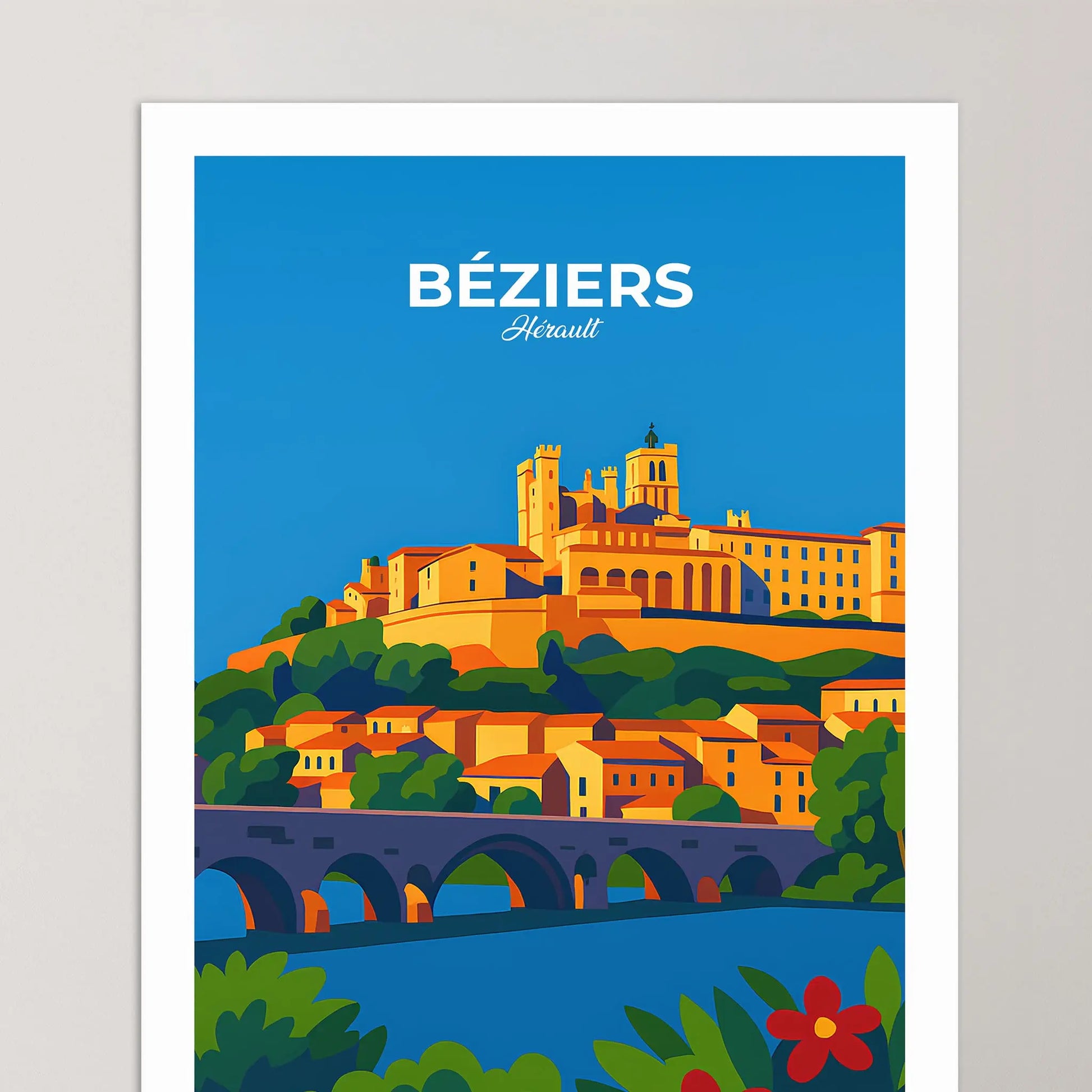 Affiche Béziers - Poster vintage, impression artistique murale