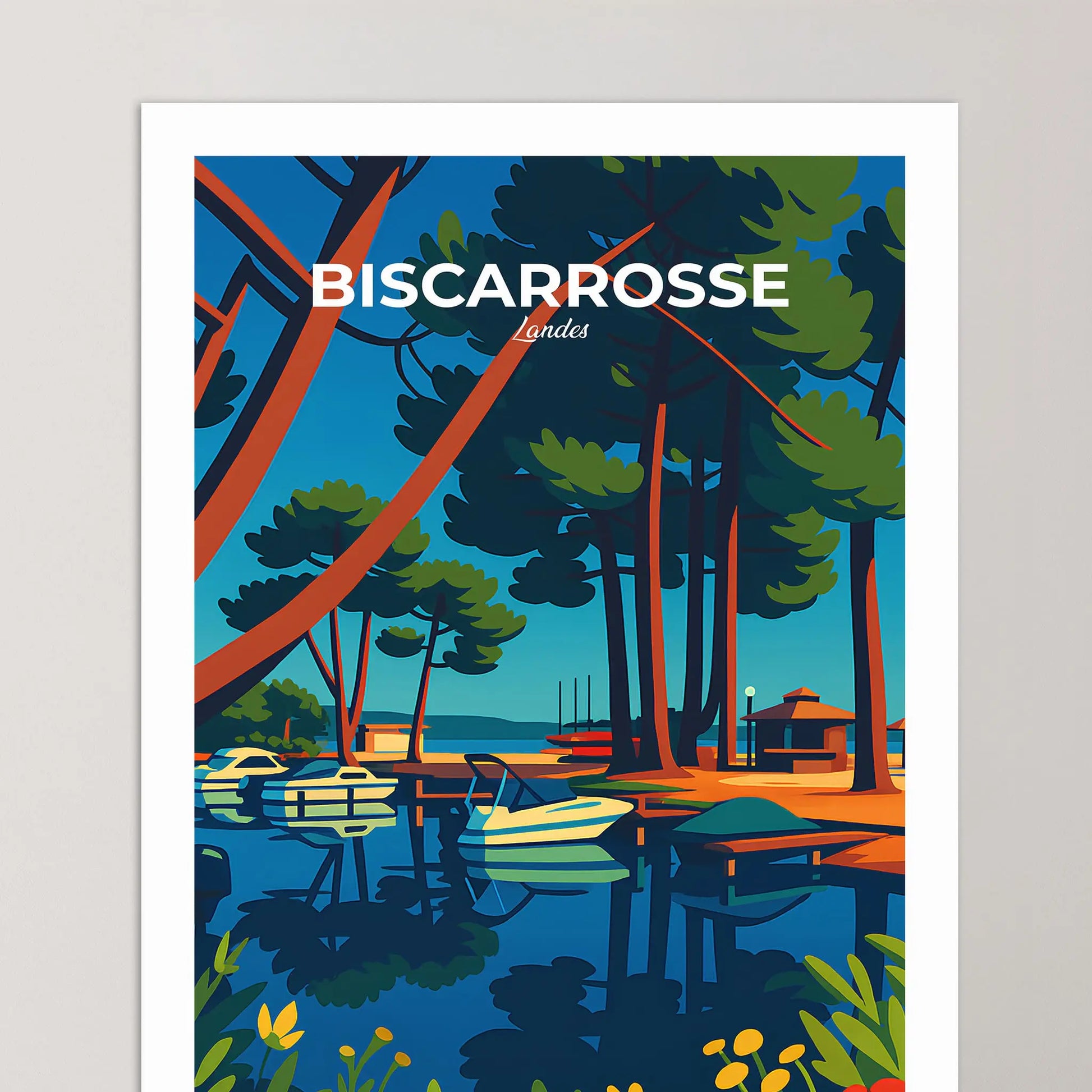 Affiche Biscarrosse - Poster vintage, impression artistique murale